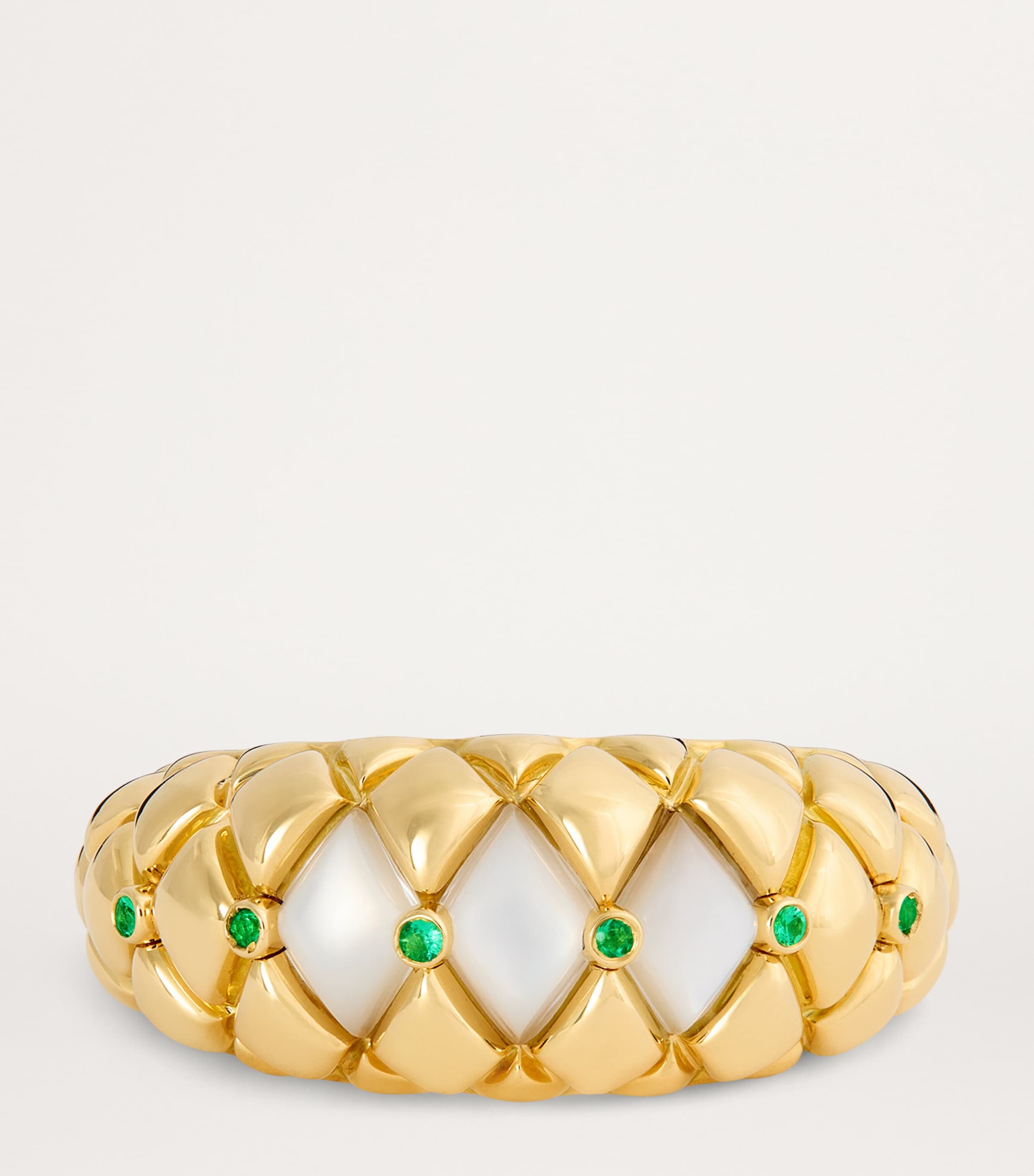 Yellow Gold, Diamond and Emerald Bond Street Curve Ring YELLOW GOLD Image 4