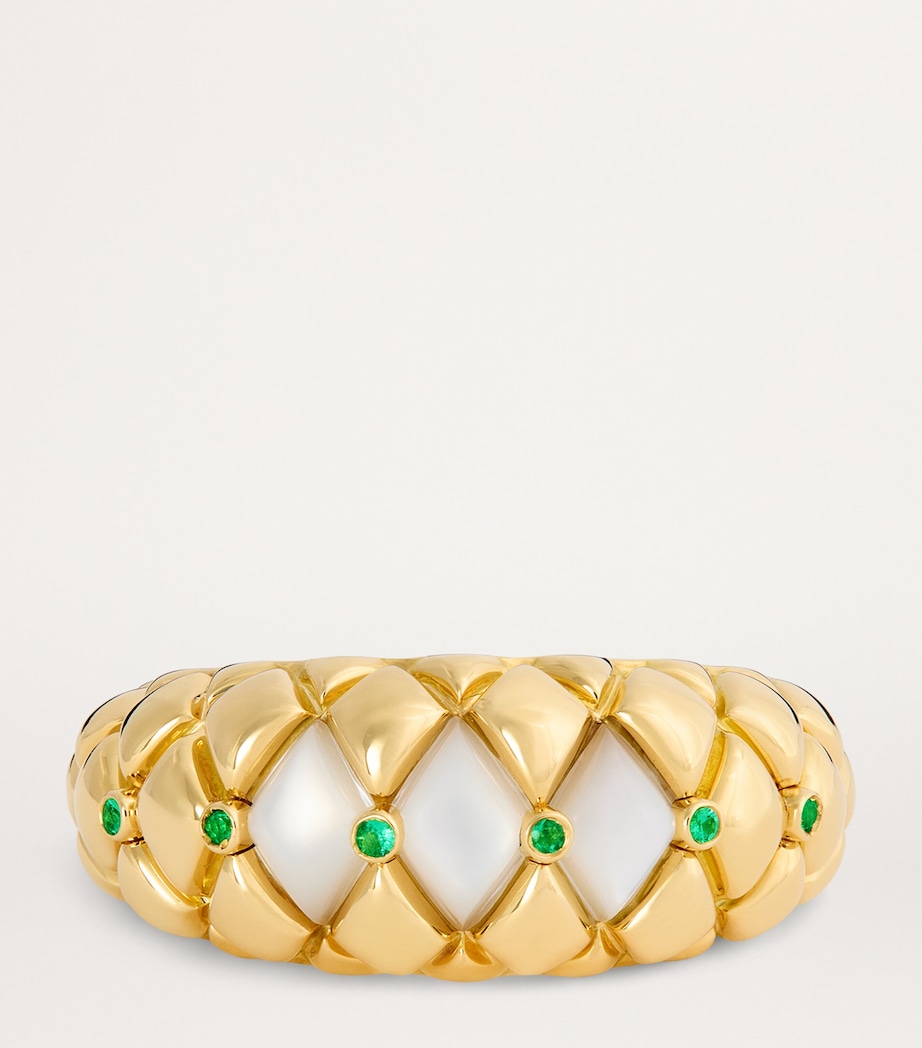Yellow Gold, Diamond and Emerald Bond Street Curve Ring YELLOW GOLD Image 4