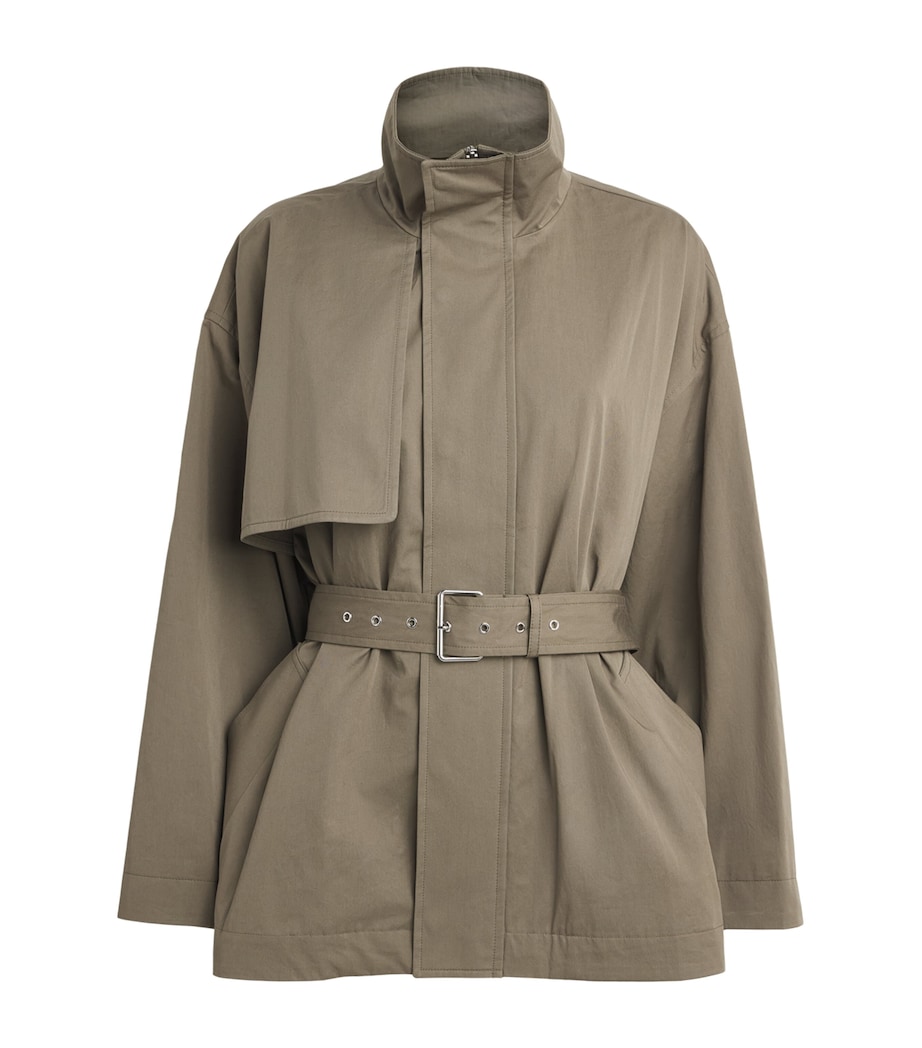 FRAME Womens The Field Short Trench Coat Army Image 1
