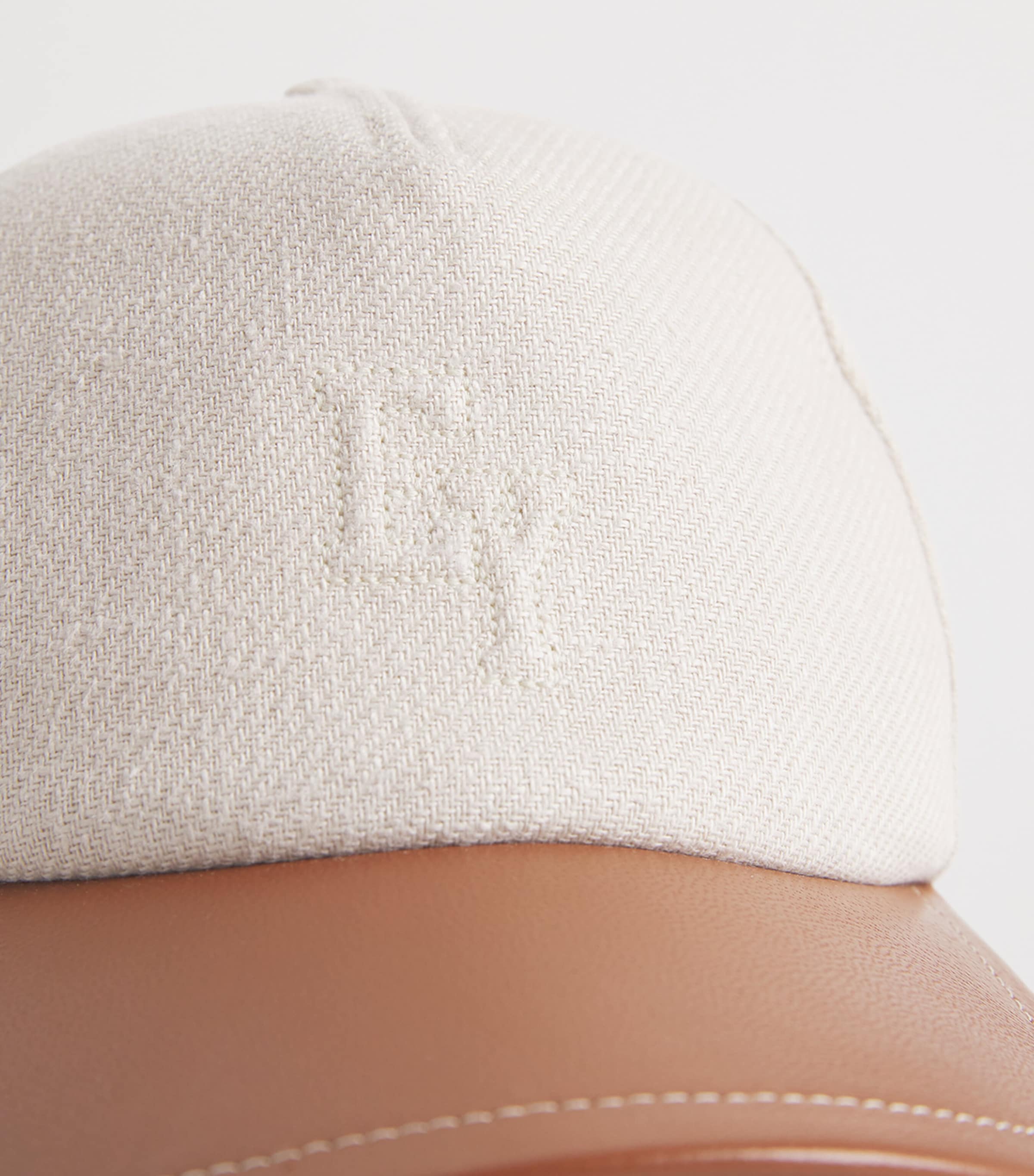 Eleventy x Harrods Leather-Trimmed Linen Baseball Cap Sabbia E Moro Image 4