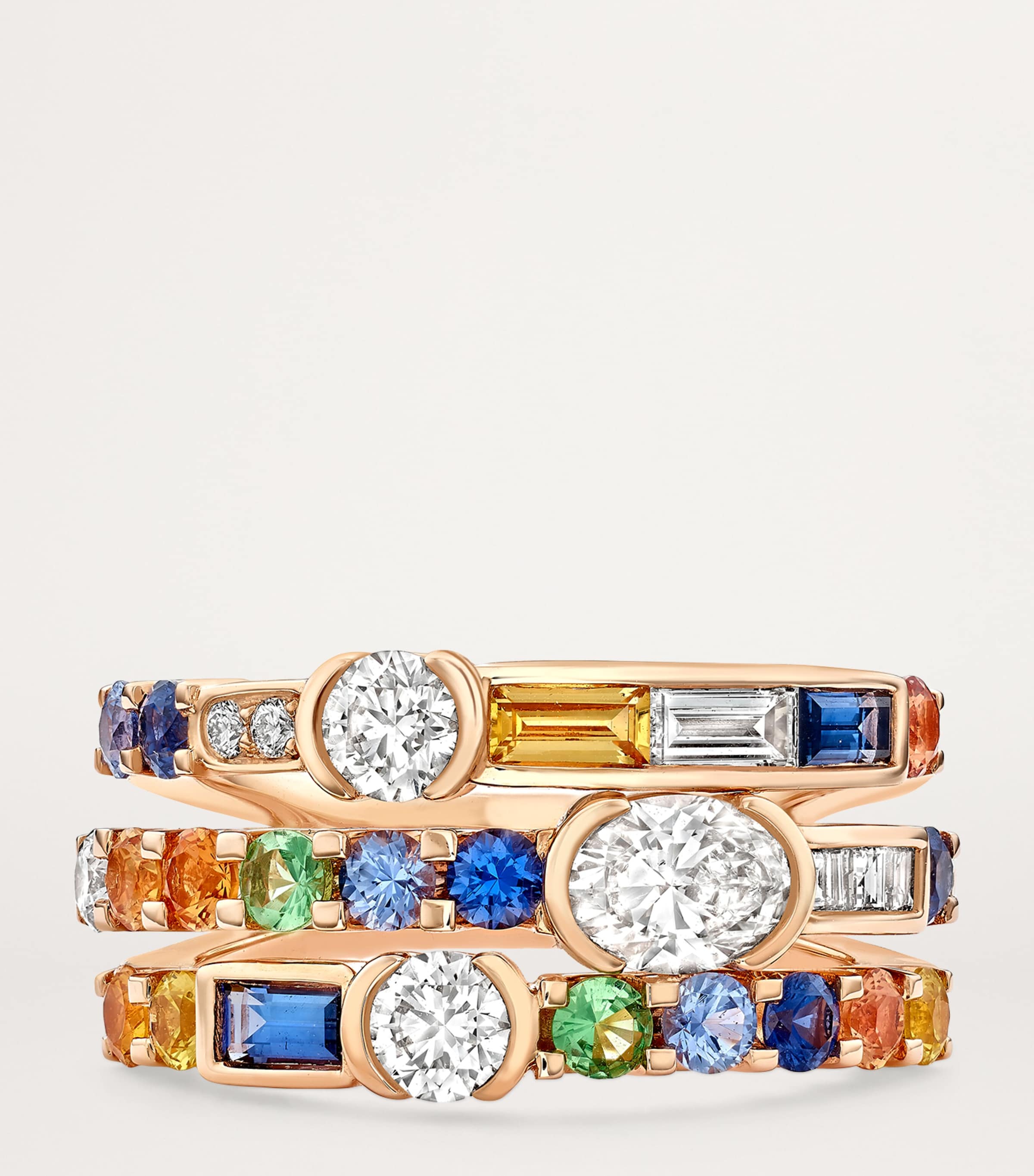 Rose Gold, Diamond, Tsavorite and Sapphire Play of Light Ring ROSE GOLD Image 3