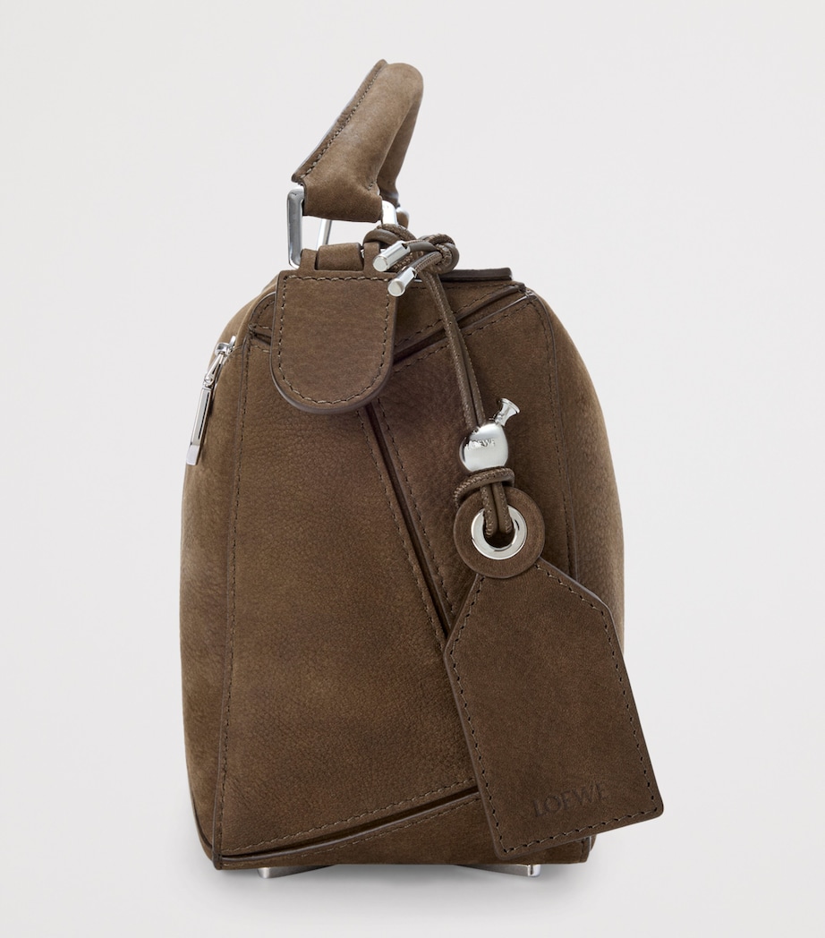 Small Suede Featherlight Puzzle Top-Handle Bag TUNDRA Image 4