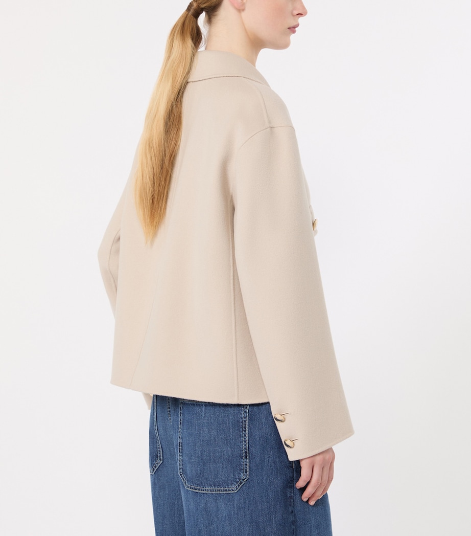 Max Mara Womens Virgin Wool Short Jacket Beige Image 4