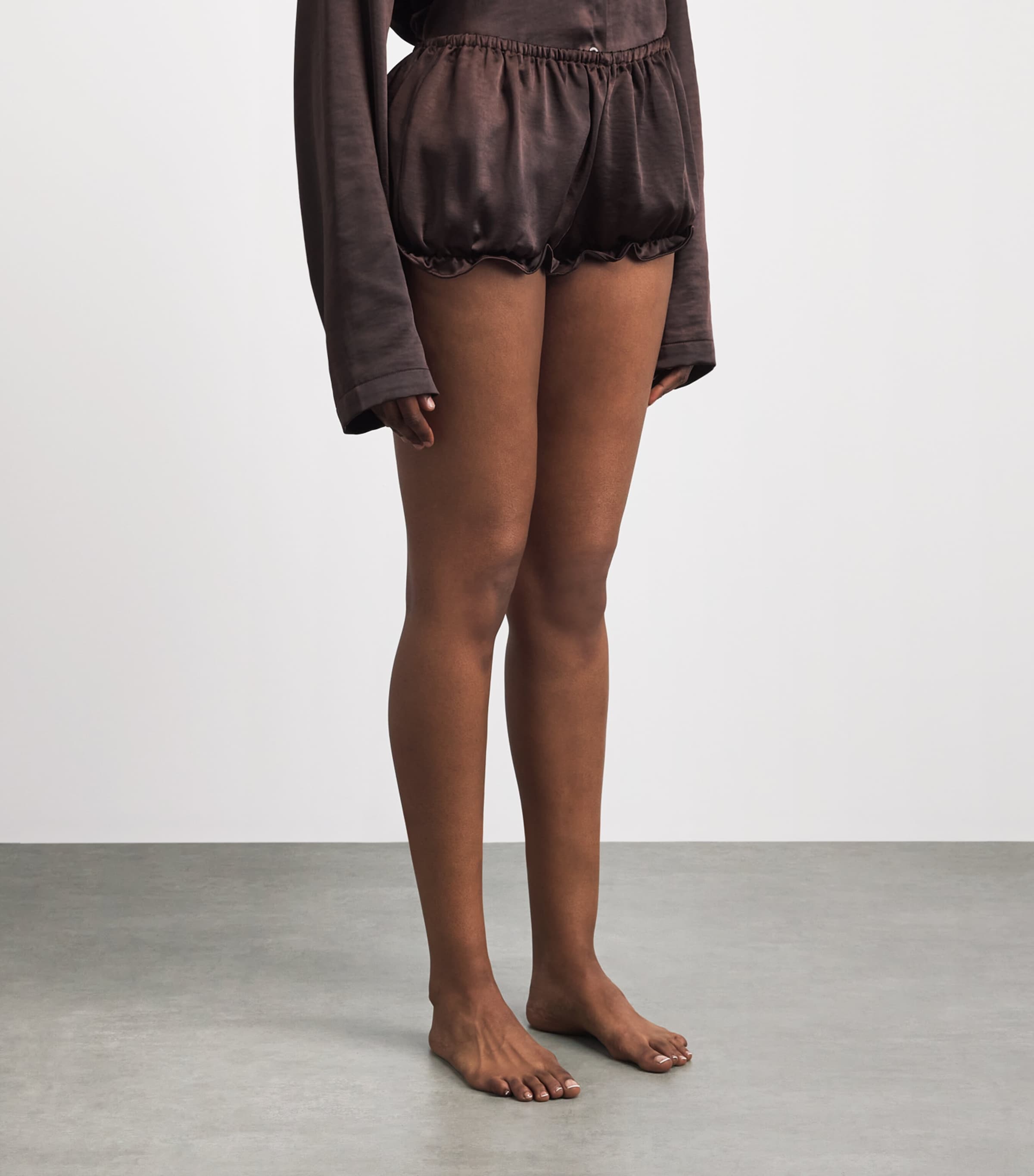 Skims Womens Satin Bloomer Shorts Espresso Image 4