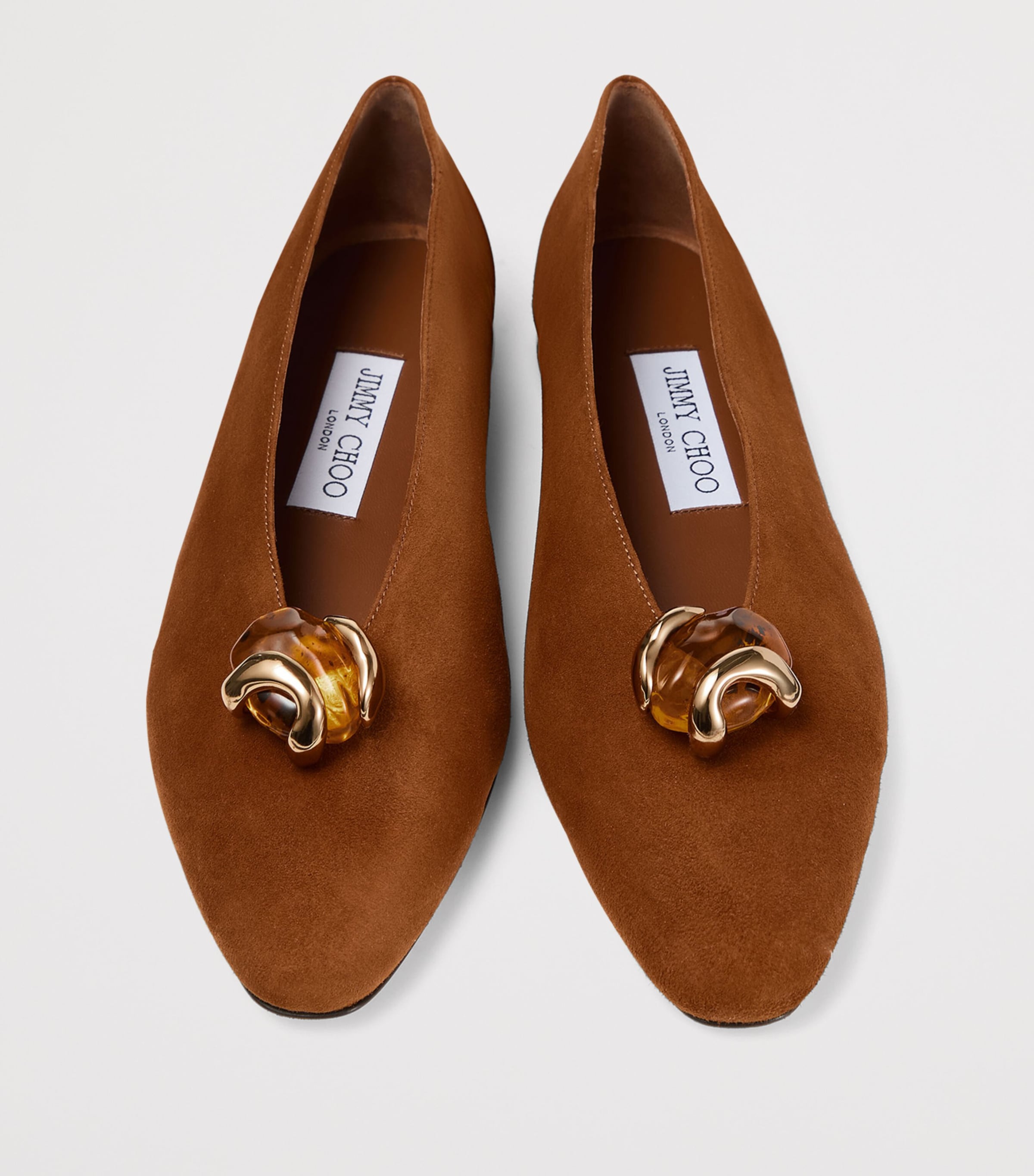 Jimmy Choo Womens Margot Suede Ballet Flats Tan/amber Image 4