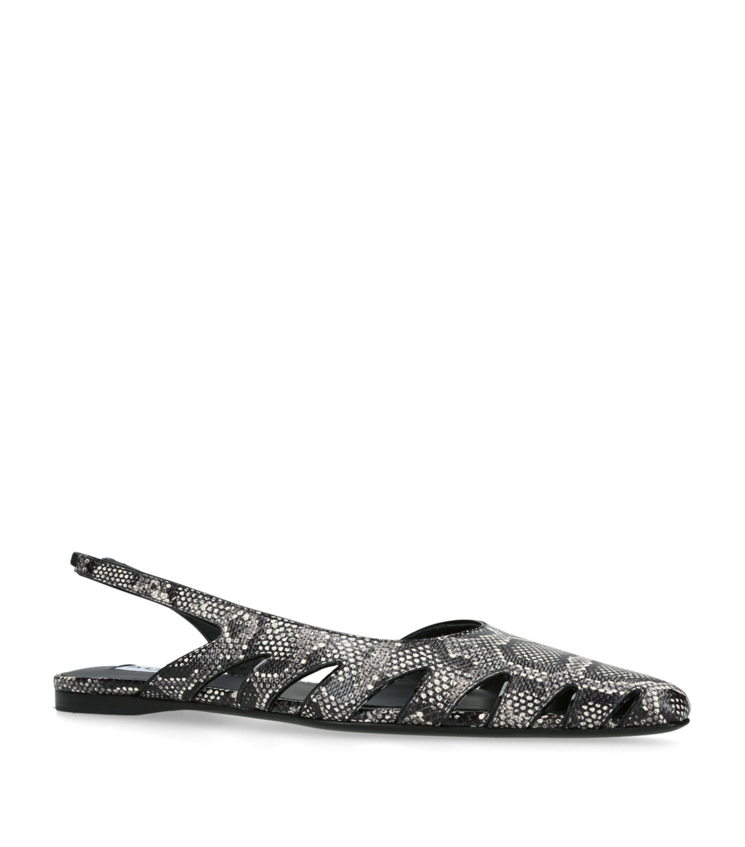 Leather Embossed Slingback Flats WHITE/BLK Image 3