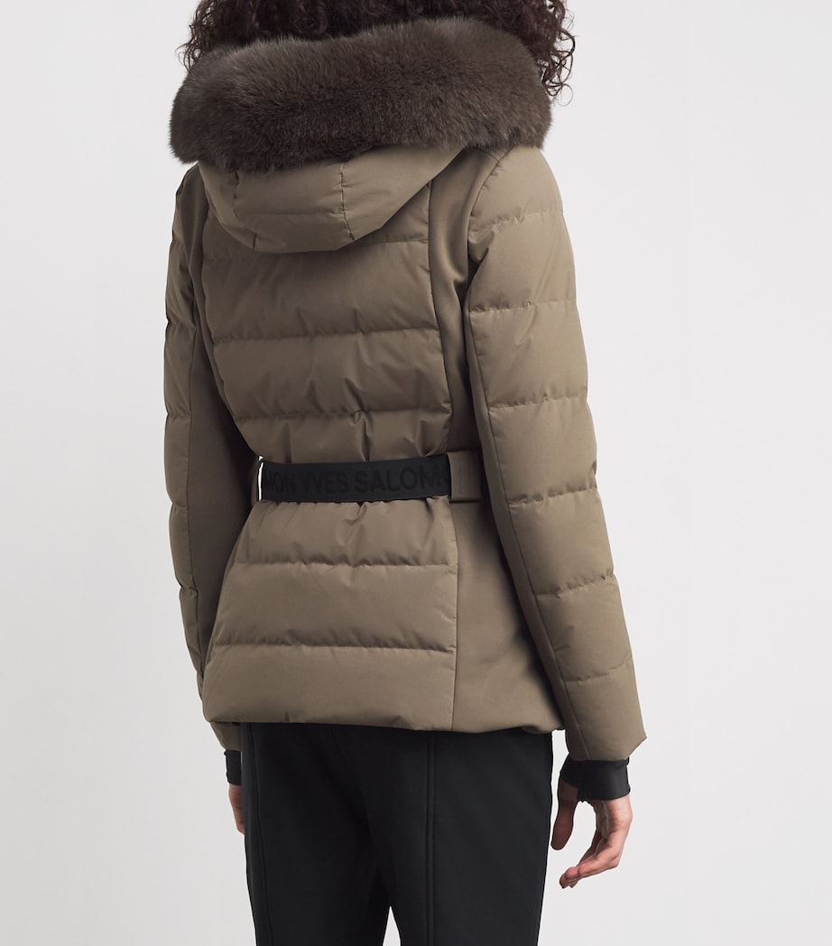 Down-Fox Fur Belted Ski Jacket A8207 Image 4