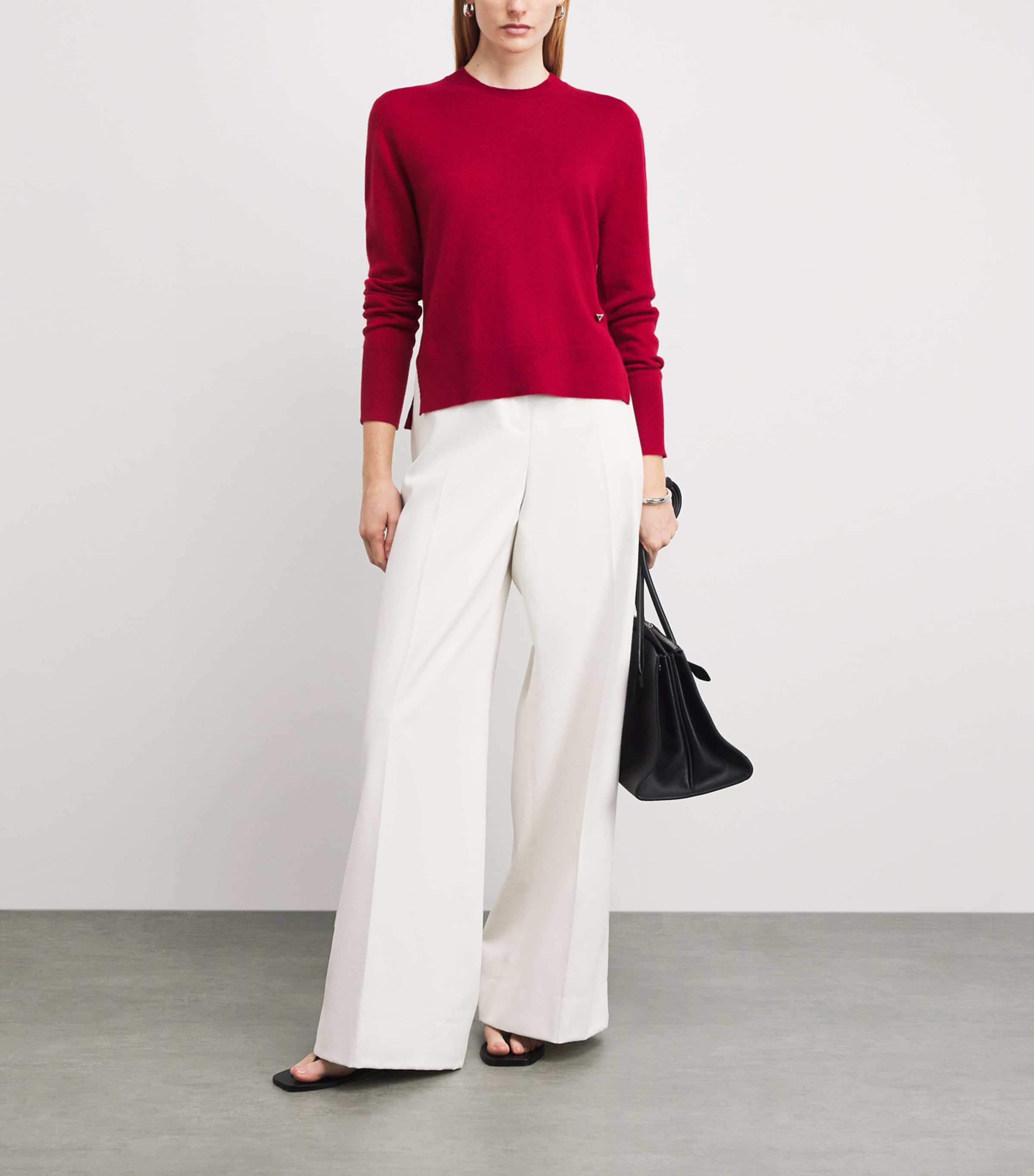 Wool-Cashmere Crew-Neck Sweater 621 CHILI Image 2