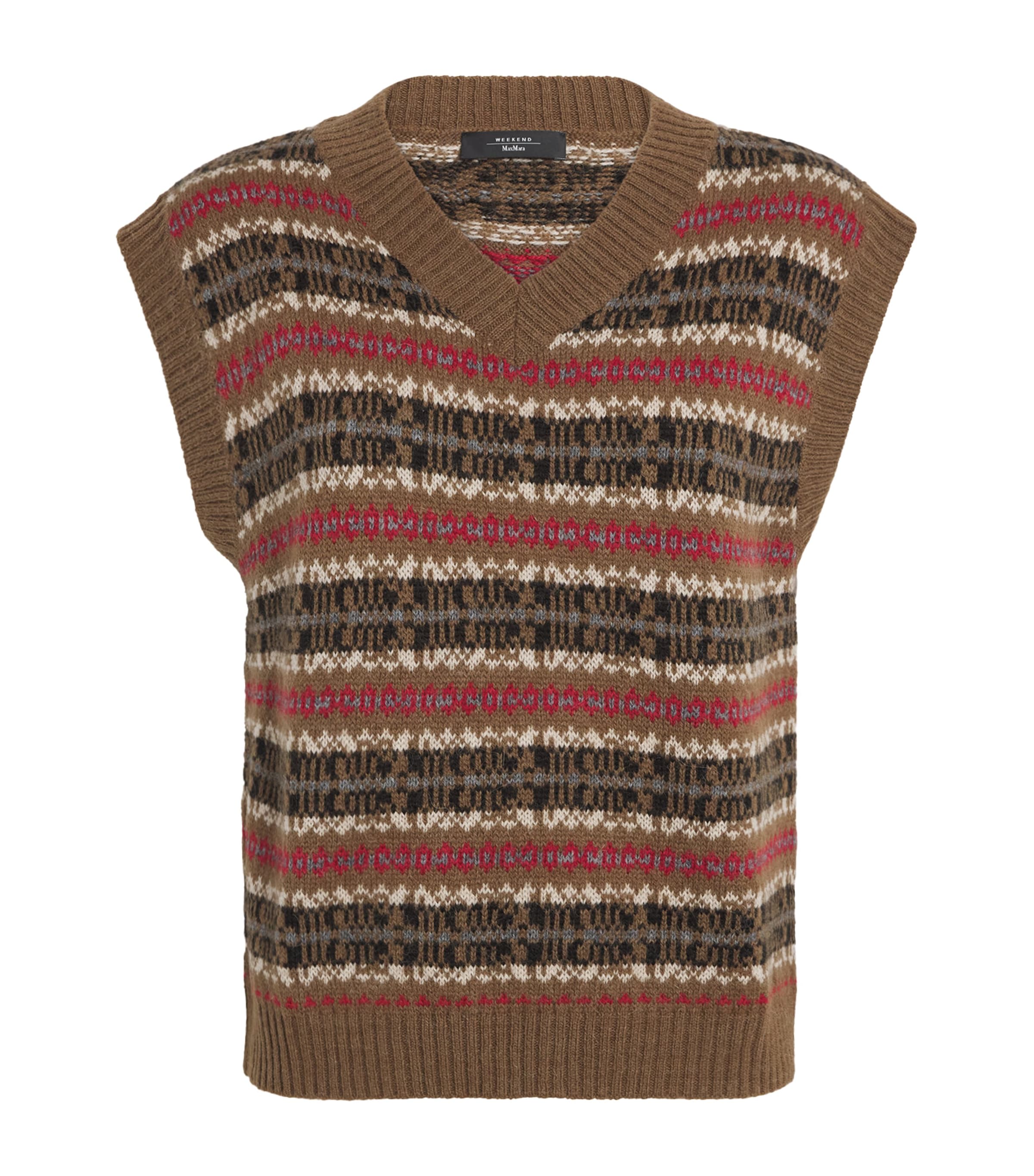 Weekend Max Mara Jacquard Sweater Vest In Brown