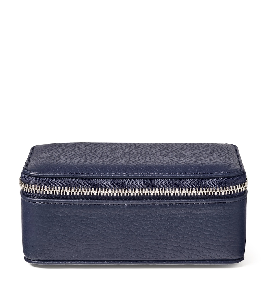 Medium Leather Travel Jewellery Box NAVY Image 1