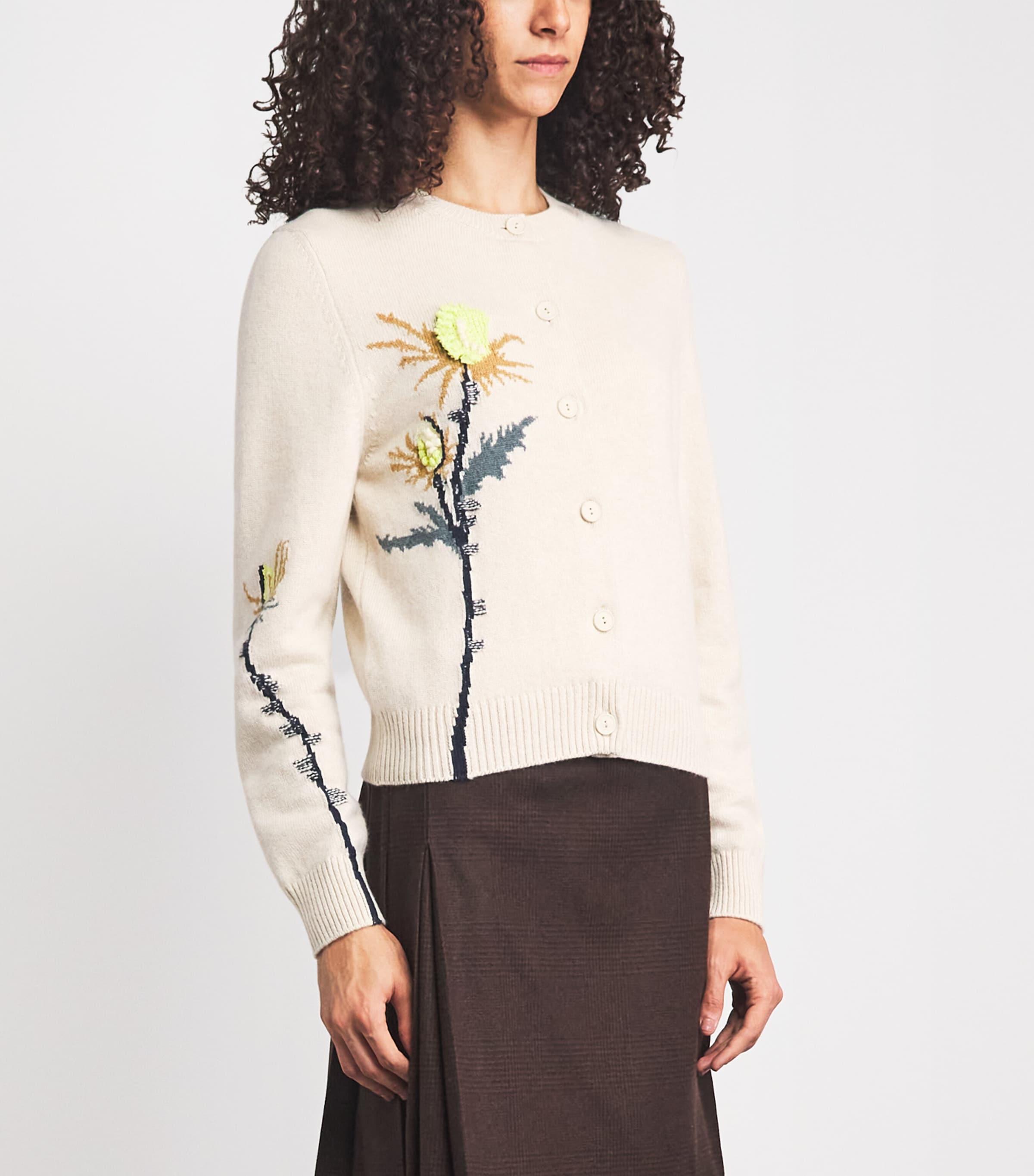Barrie Womens Cashmere Thistle Cardigan Canvas Multi Image 4