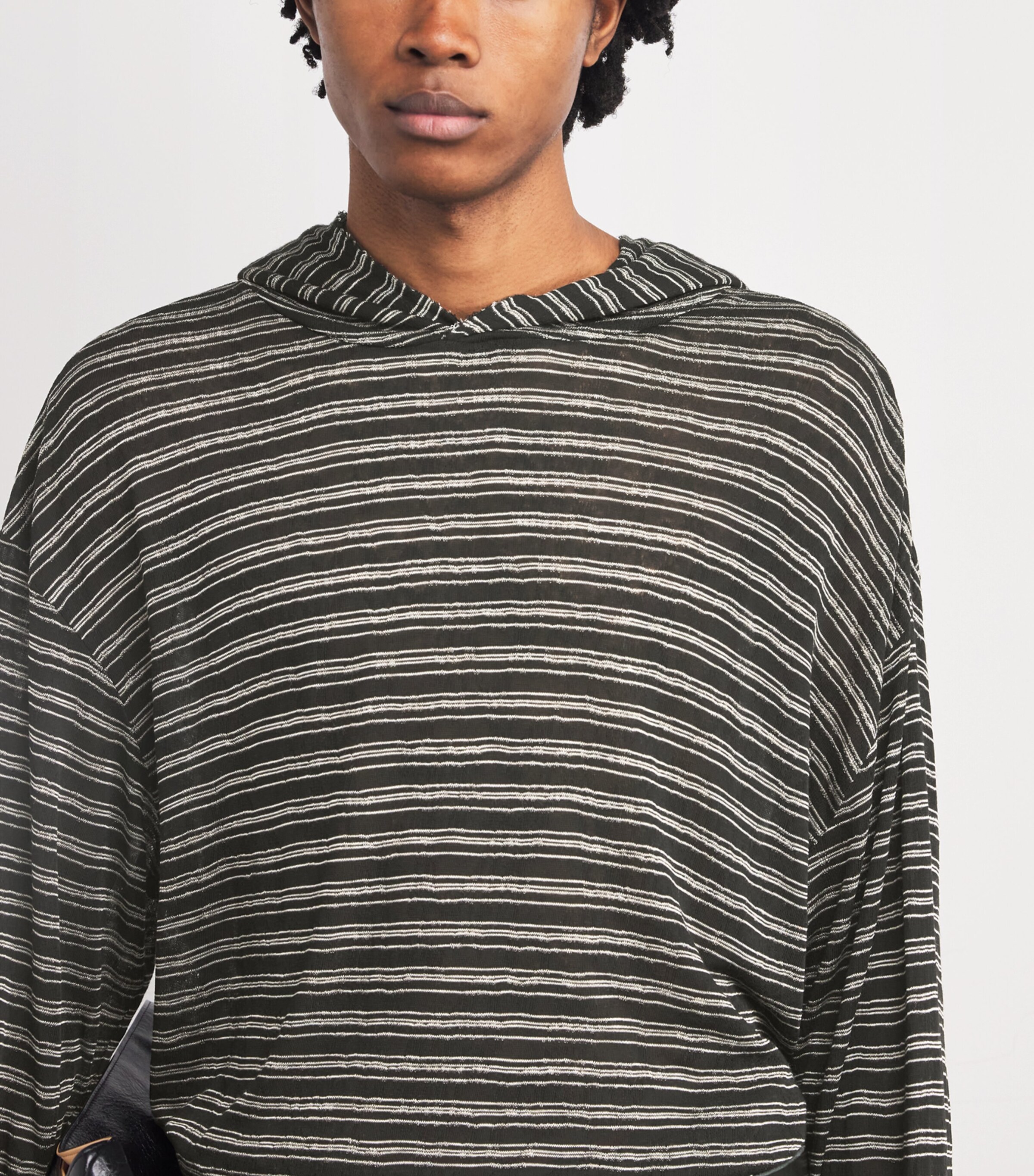 Stripe Layering Hoodie BLACK STRIPED PANNA Image 6