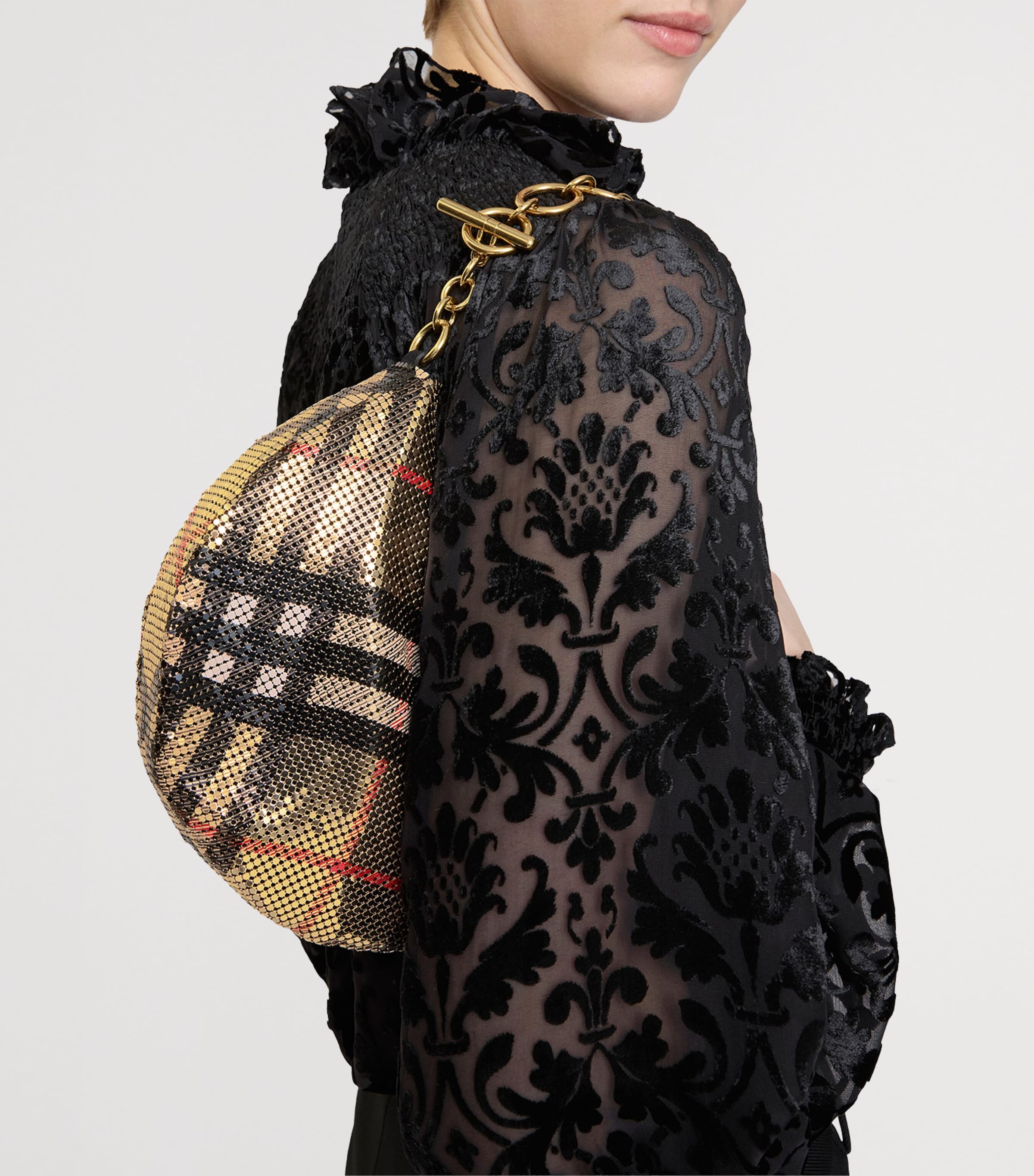 Check Chainmail Shoulder Bag SAND Image 2