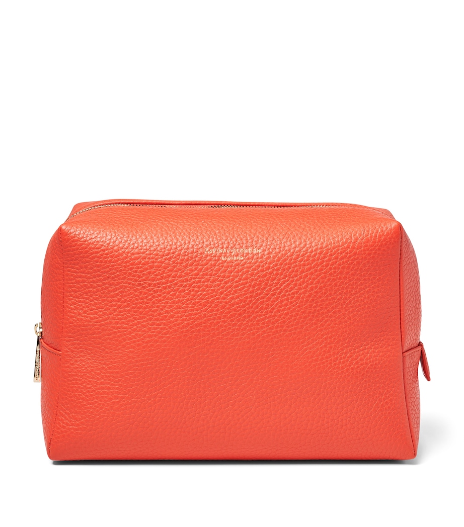 Aspinal Of London Leather London Wash Bag Coral Image 1