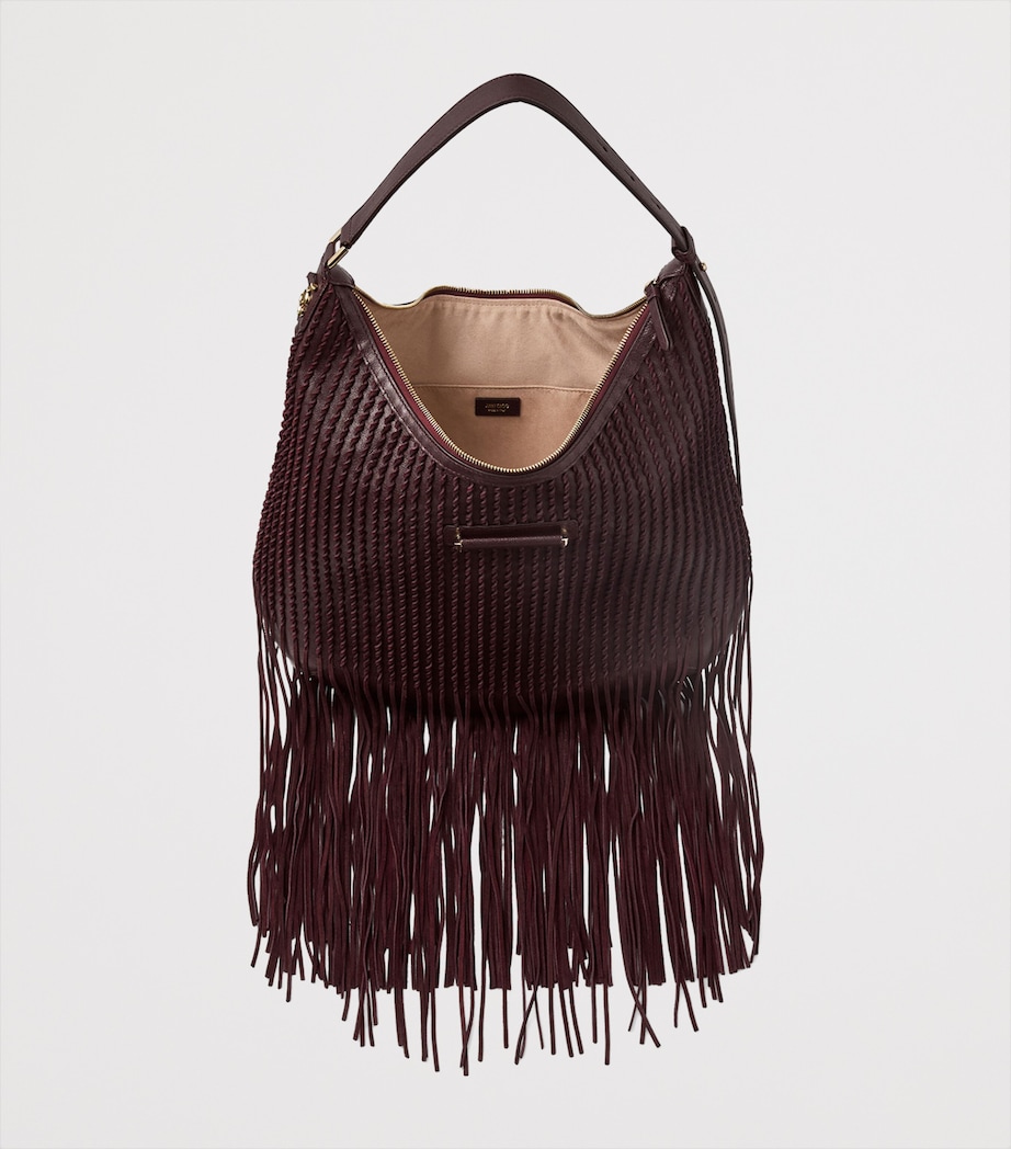Jimmy Choo Bar Leather Fringed Shoulder Bag Deep Merlot/deep Mer Image 4