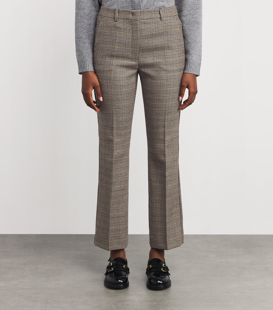 Wool Check Flared Trousers CHOCOLATE Image 3