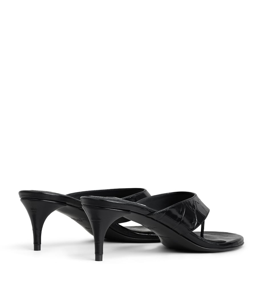 Alaïa Croc-Embossed Leather Thong Mules 55 Black Image 3