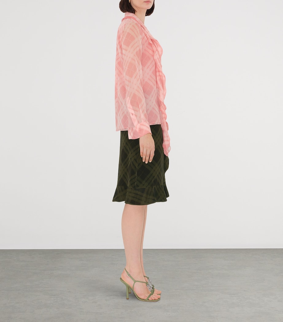Silk Check Wrap Skirt OIL IP CHECK Image 3
