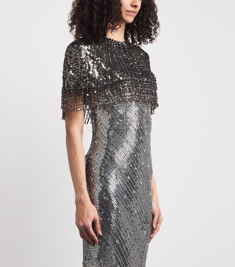 Jenny Packham Womens Sequin Dazzle Dream Cape Ombre Gnmtl/liquorce Image 4