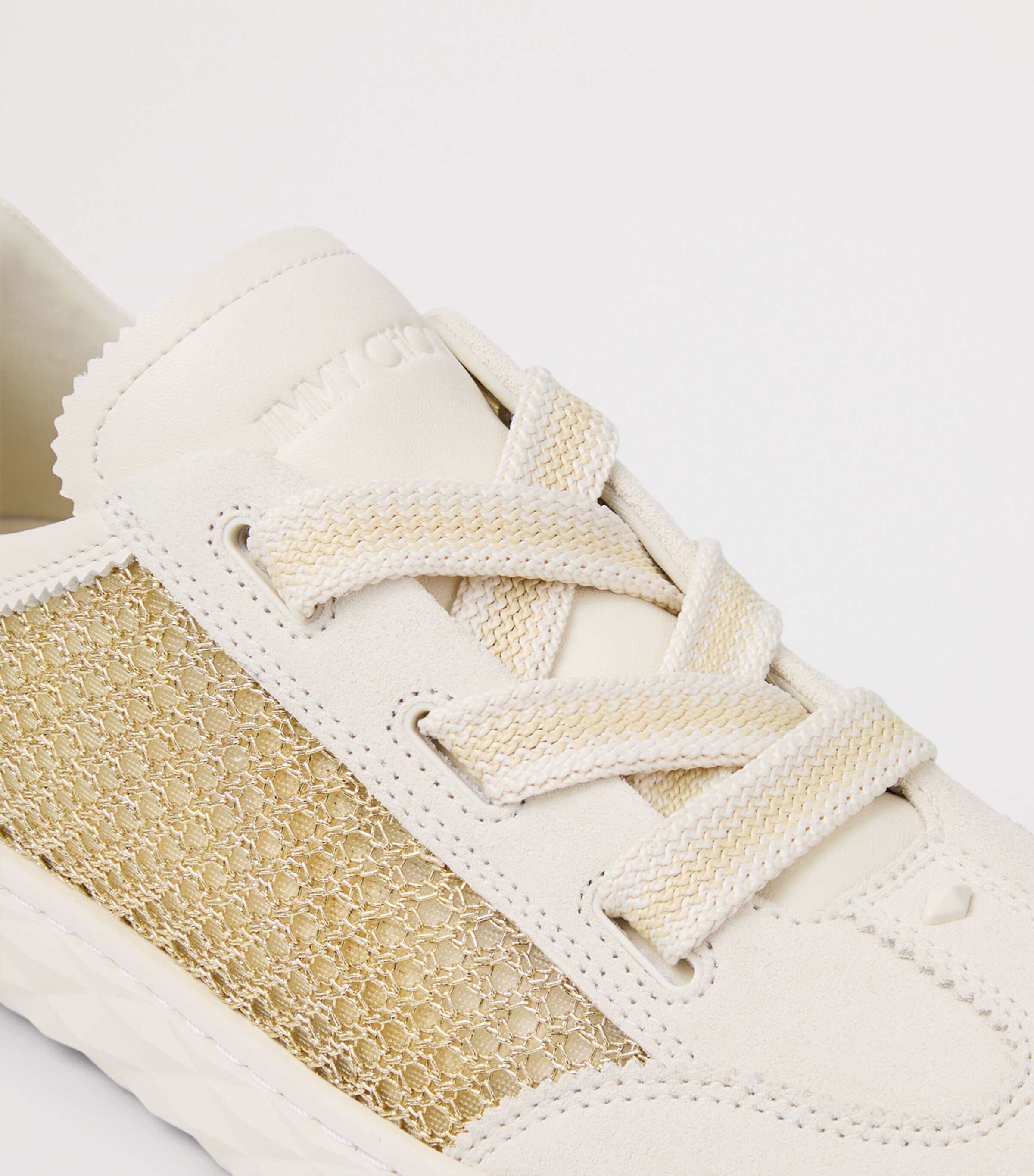 Jimmy Choo Diamond Light Flex Leather-Mesh Sneakers V Gold/latte Image 8