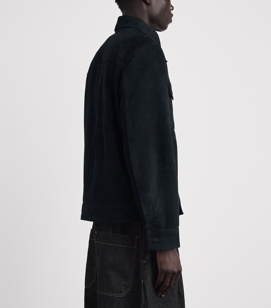 Rag & Bone Mens Suede Trucker Jacket Navy Image 5