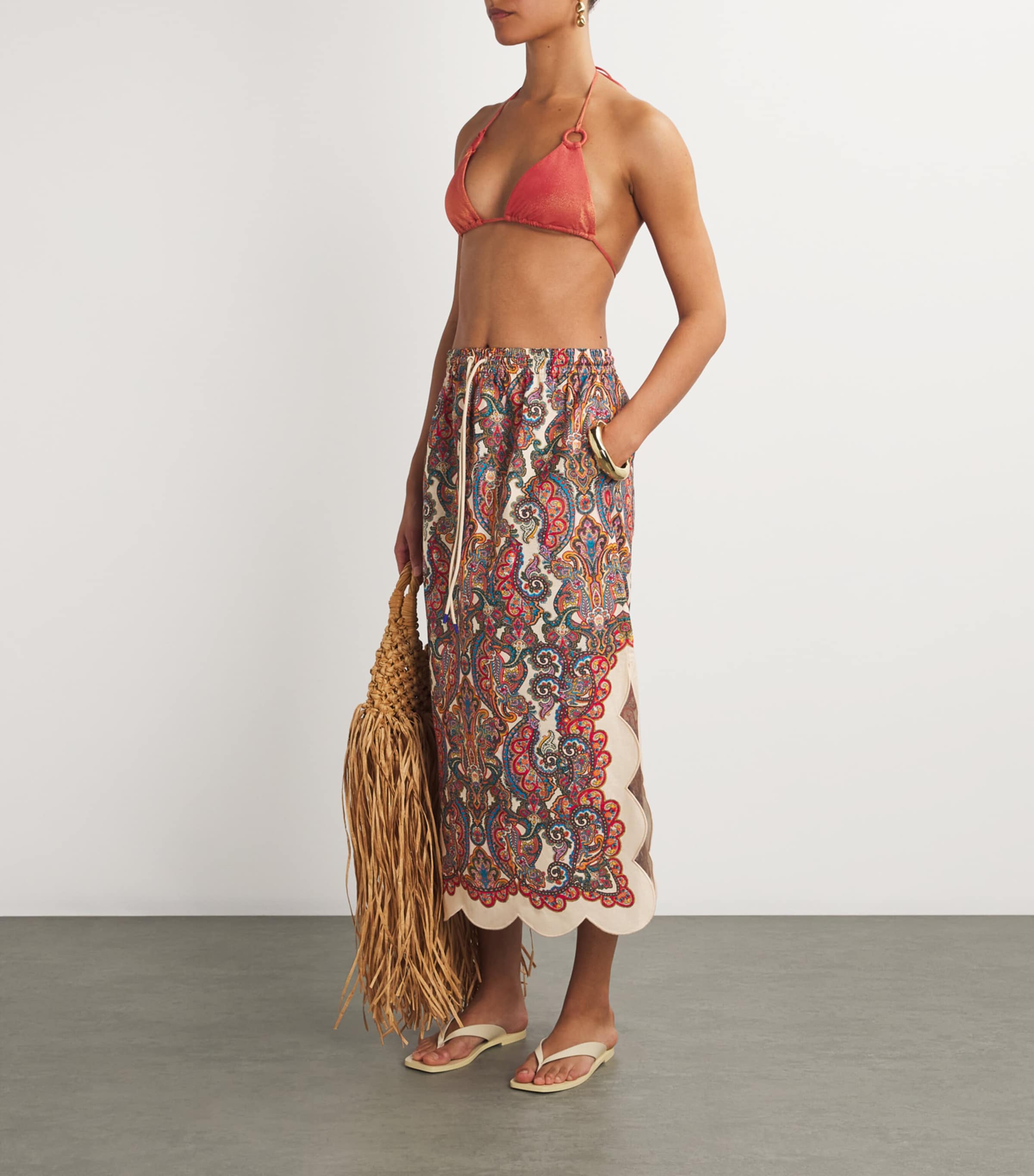 Zimmermann Metallic Tallow Bikini In Orange