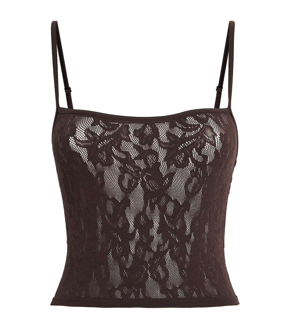 Knitted Lace Cropped Cami Top ESPRESSO Image 1