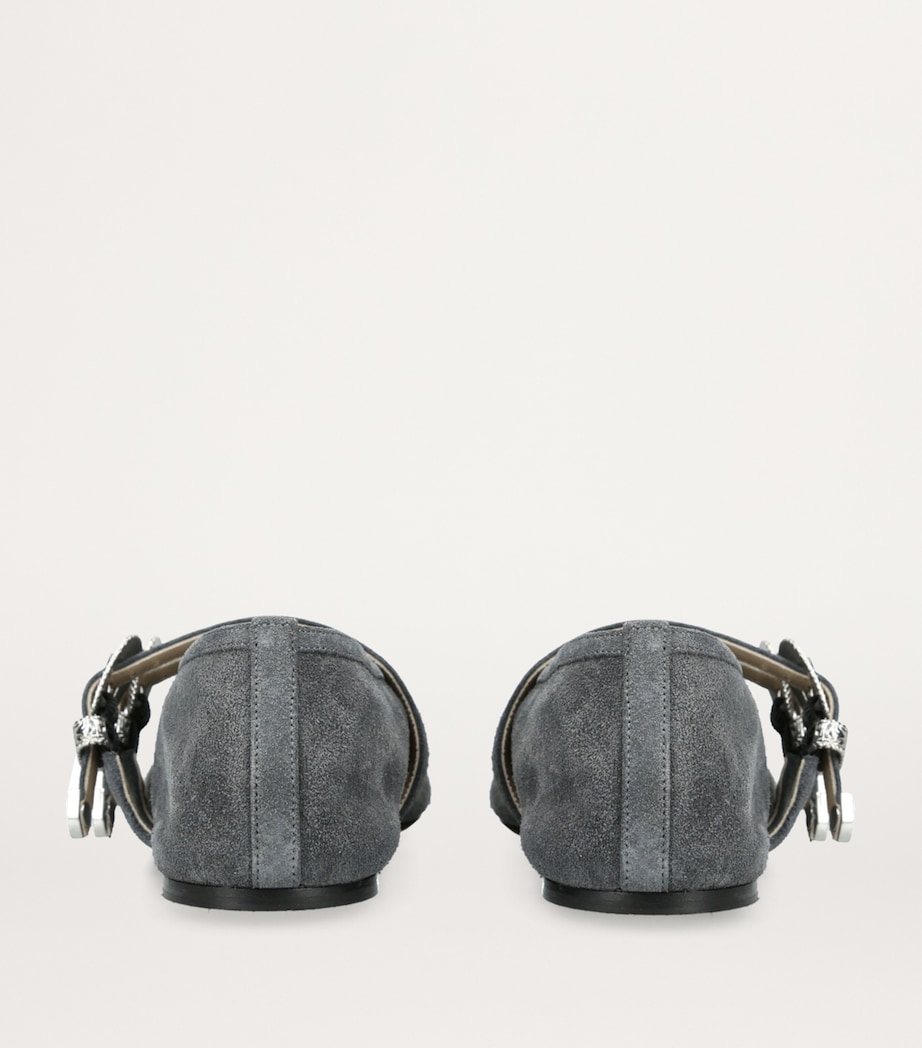 Suede Buckled Claudia Ballet Flats GREY/DARK Image 2