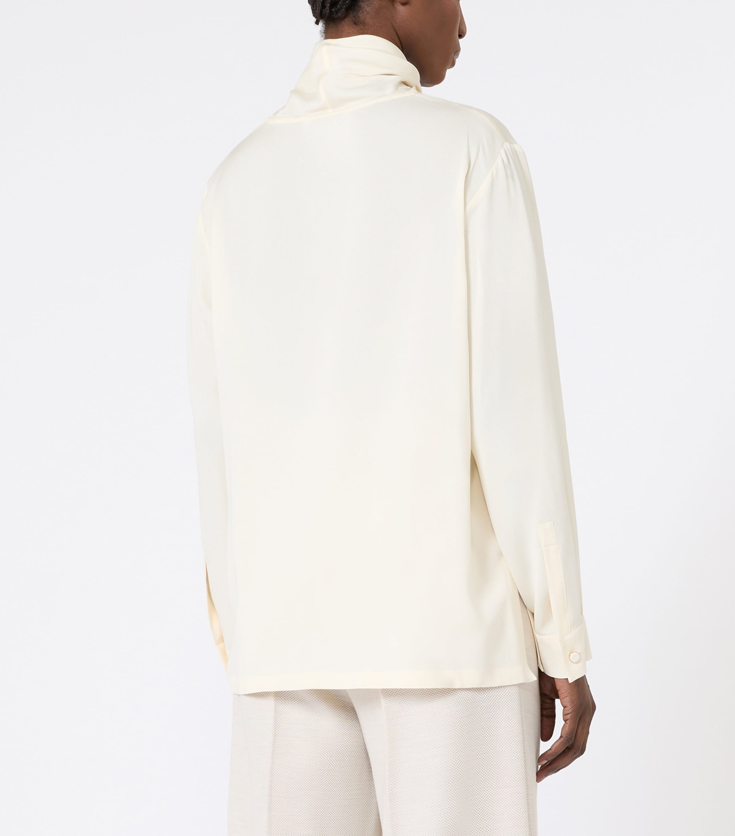 Silk Tie-Neck Blouse IVORY Image 3