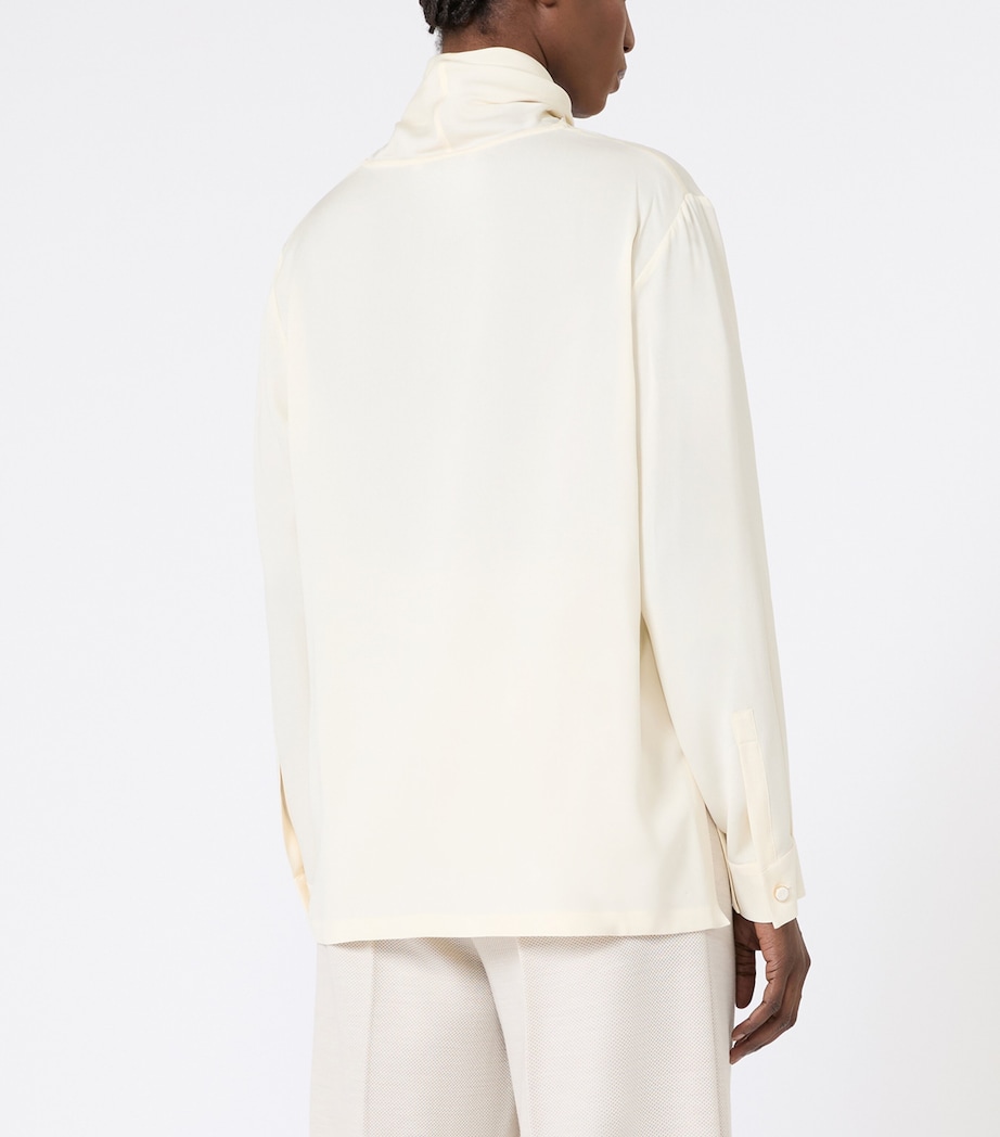 Silk Tie-Neck Blouse IVORY Image 3