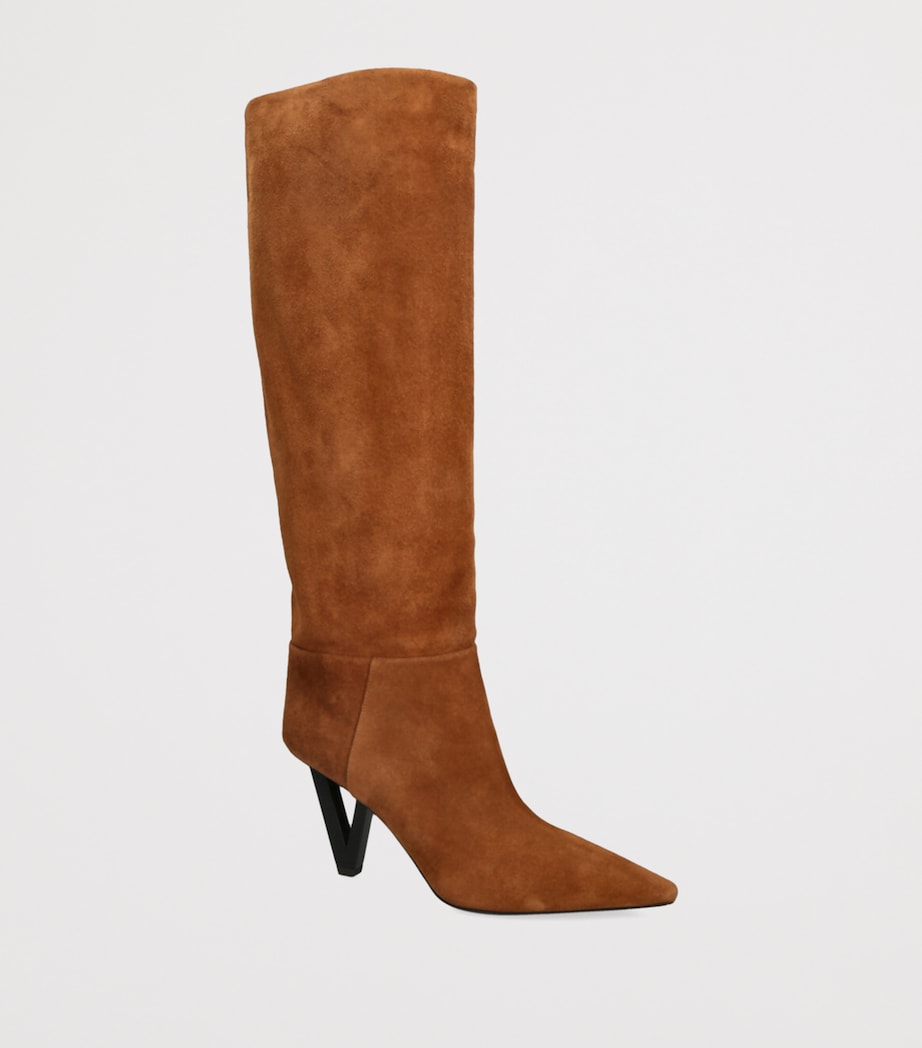 Leather V-Heel Knee-High Boots 85 MID BROWN Image 3