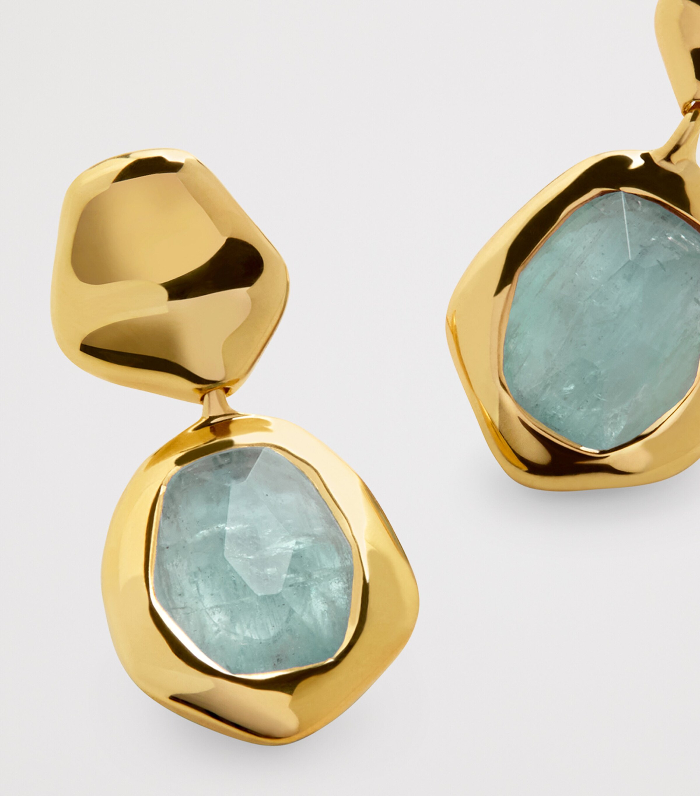 Monica Vinader Small Gold Vermeil and Aquamarine Odyssey Drop Earrings Gold Vermeil Image 3