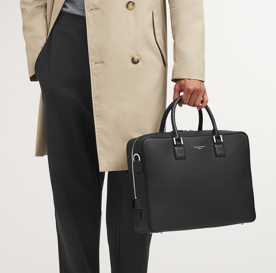 Leather Mount Street Briefcase Bag BLACK Image 6