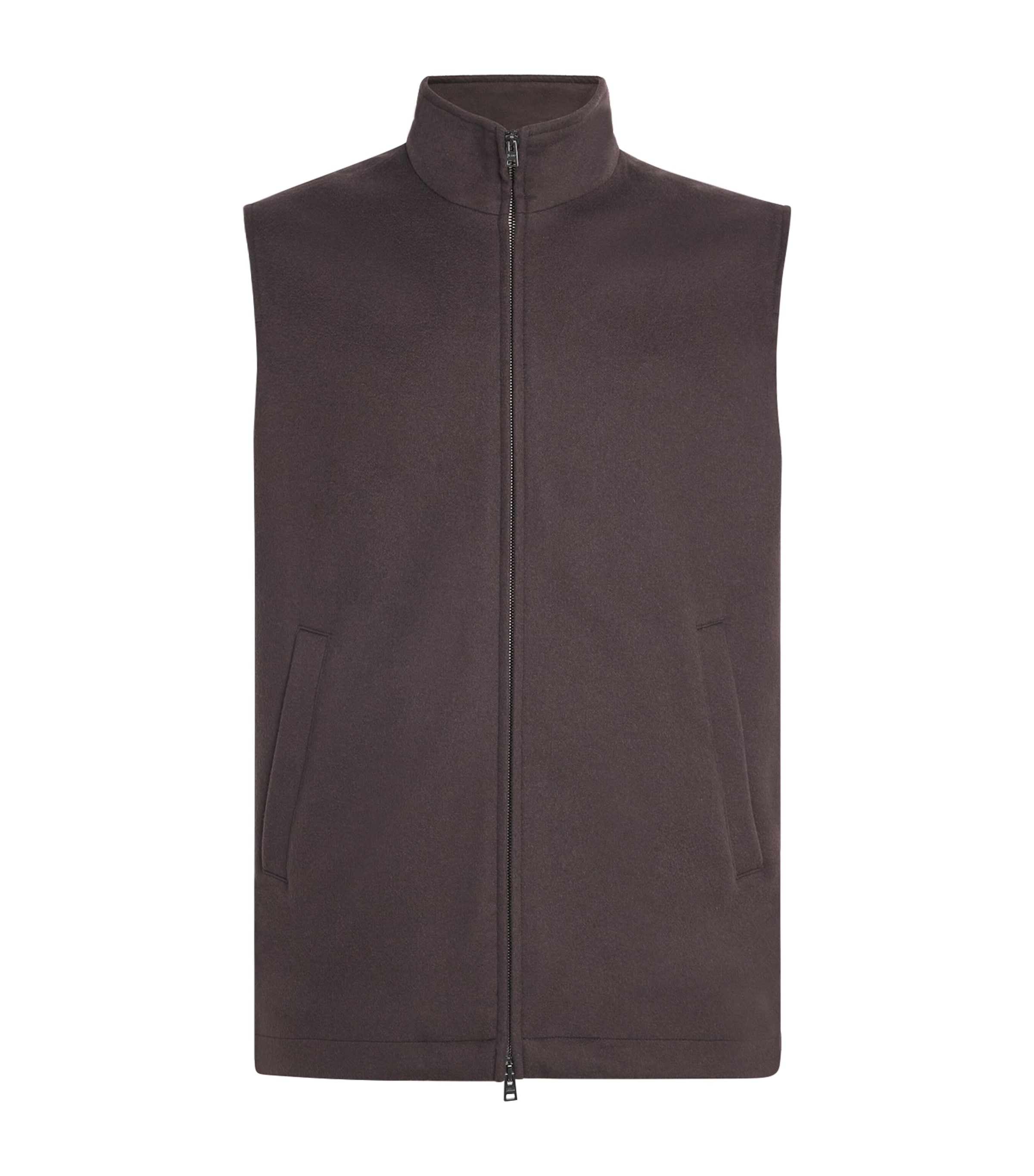 Herno Mens Wool-Cashmere Gilet Marrone Scuro Image 1