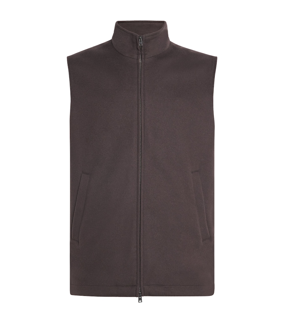 Herno Mens Wool-Cashmere Gilet Marrone Scuro Image 1