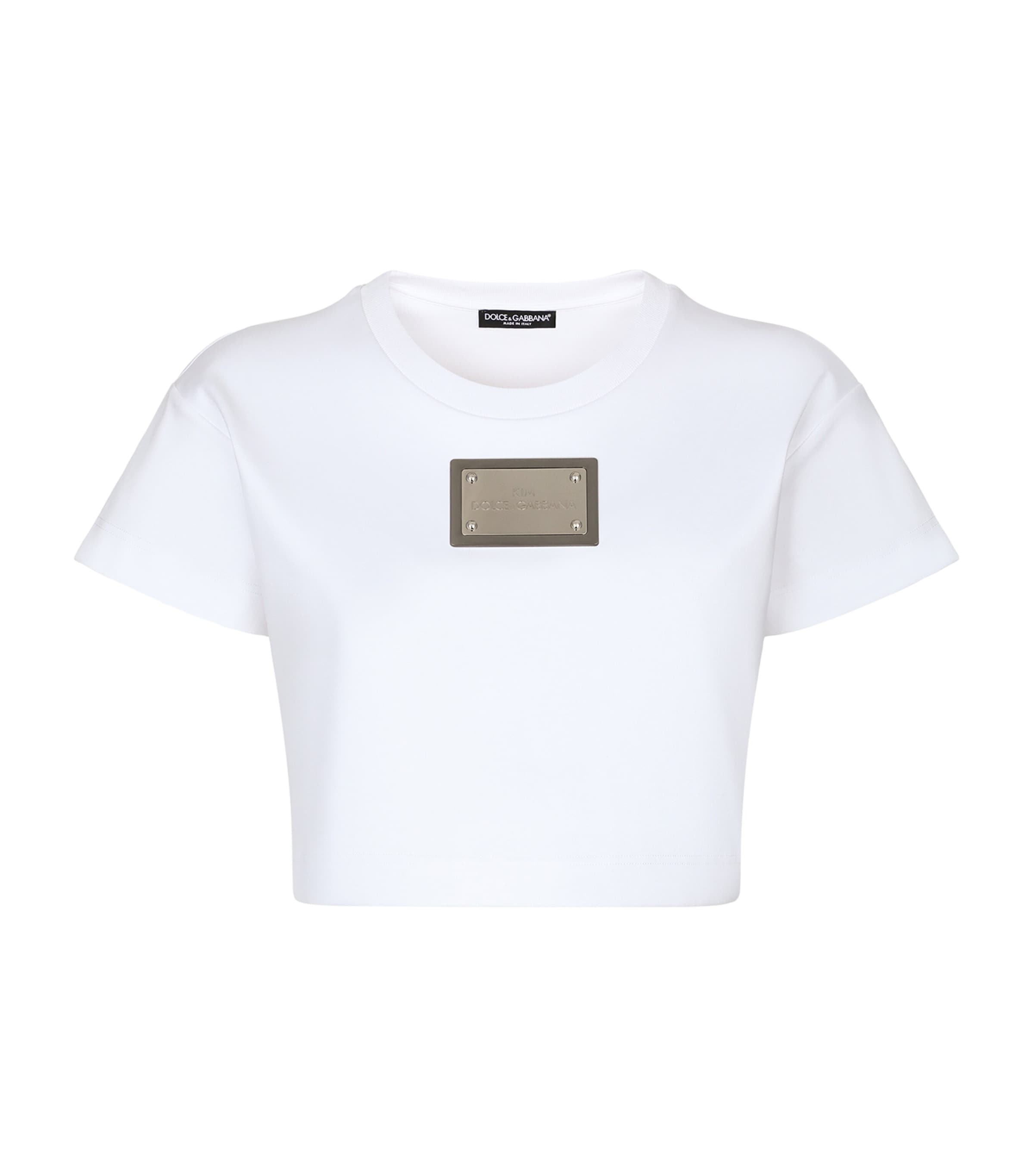 Dolce & Gabbana Kim Dolce&gabbana Cropped T-shirt With “kim Dolce&gabbana” Tag