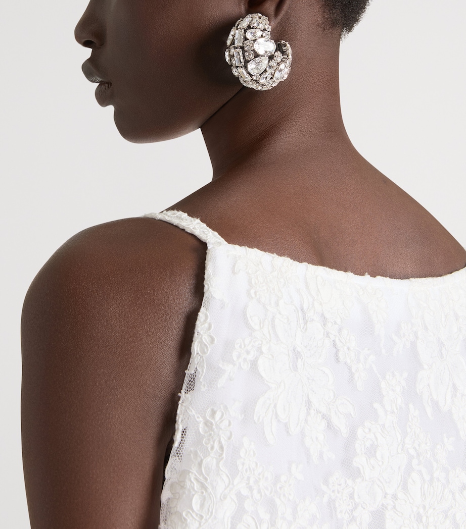 Crystal-Embellished Clip-On Earrings SILVERY Image 4