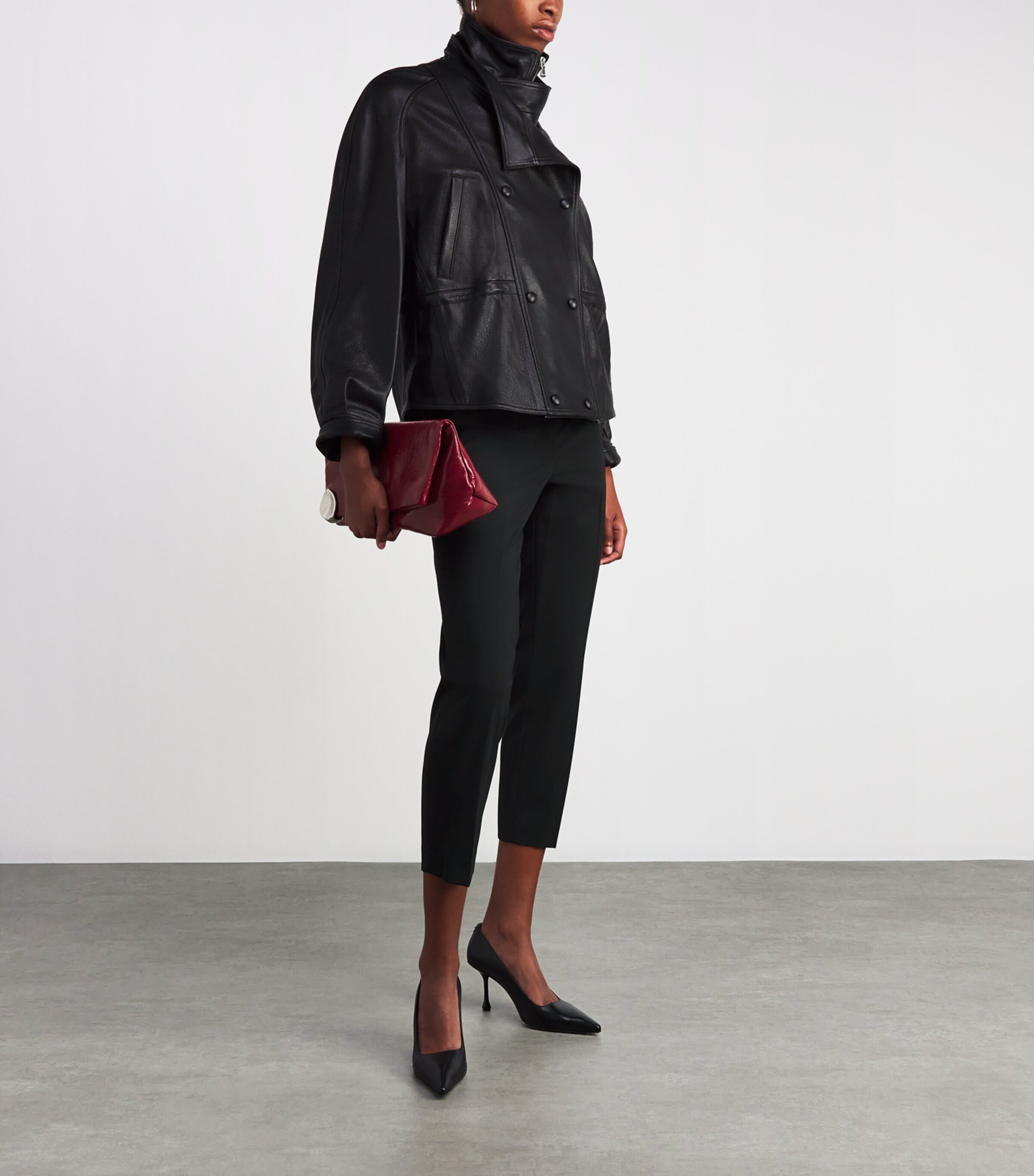 Good Wool Cropped Treeca Trousers BLACK 001 Image 8