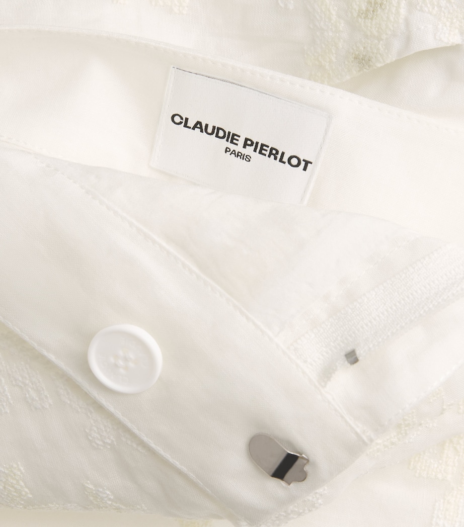 Claudie Pierlot Womens Cotton-Ramie Cross-Stitch Shorts Ecru Image 6