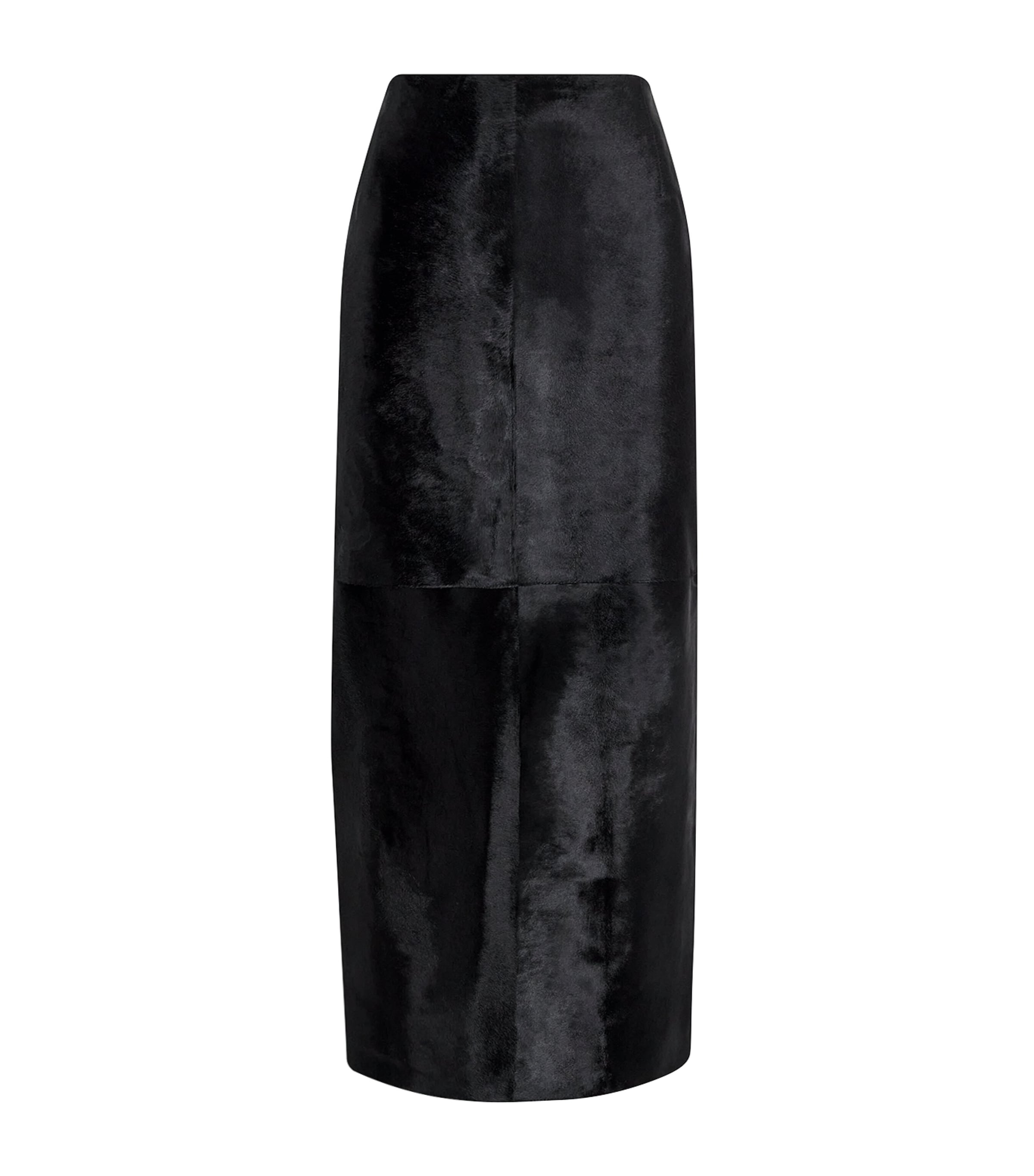 Nour Hammour Ponyhair Elise Pencil Maxi Skirt In Black