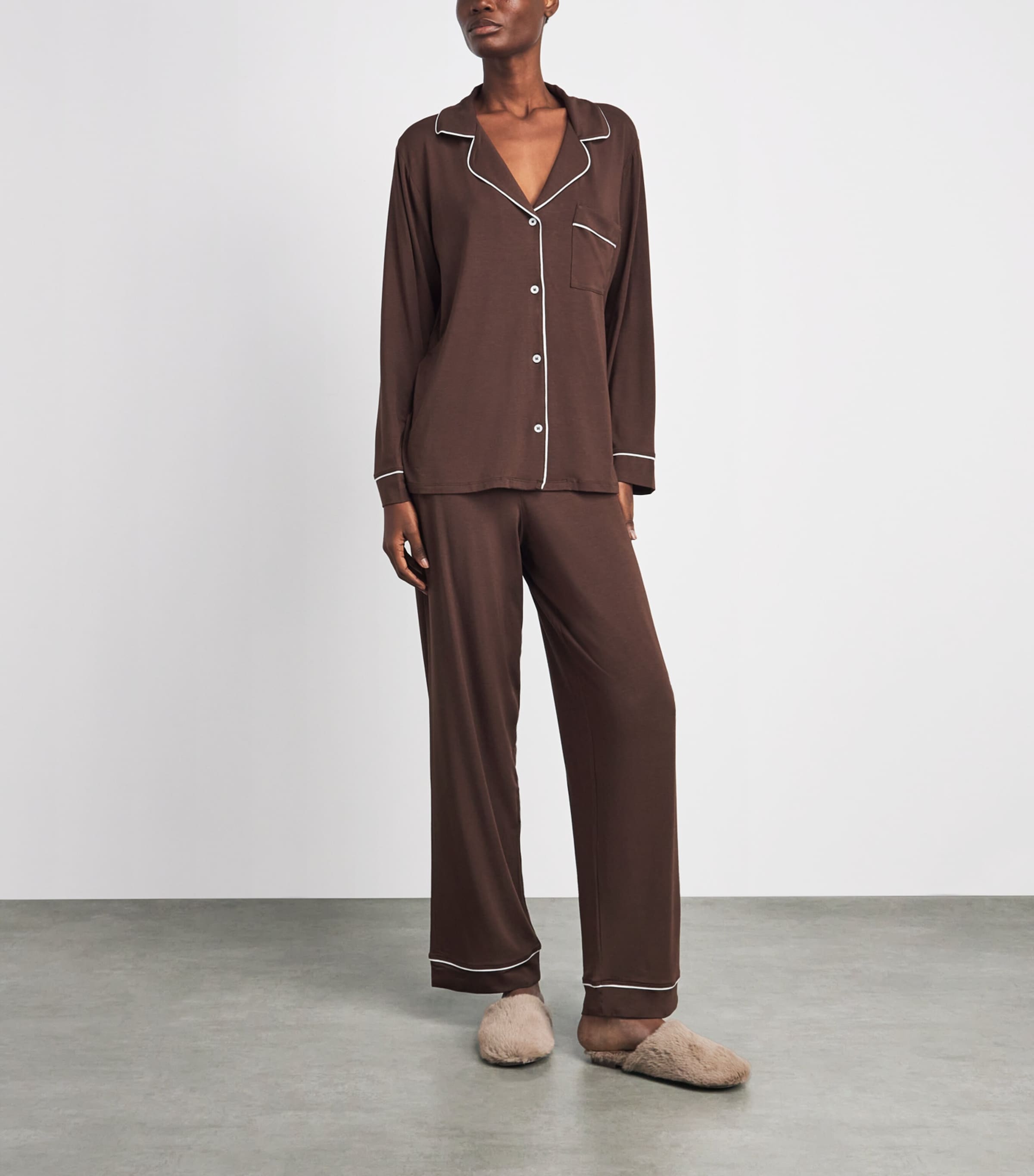 Eberjey Womens Gisele Pyjama Set Chocolate/ivory Image 2