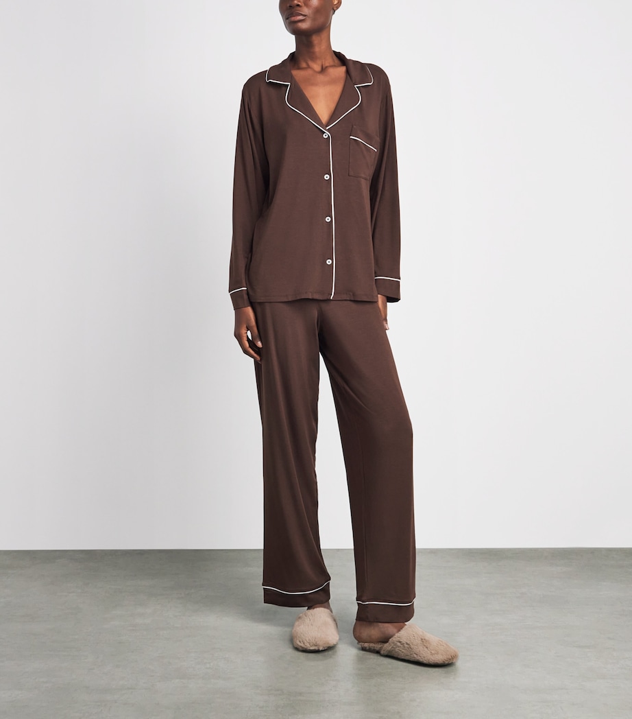 Eberjey Womens Gisele Pyjama Set Chocolate/ivory Image 2