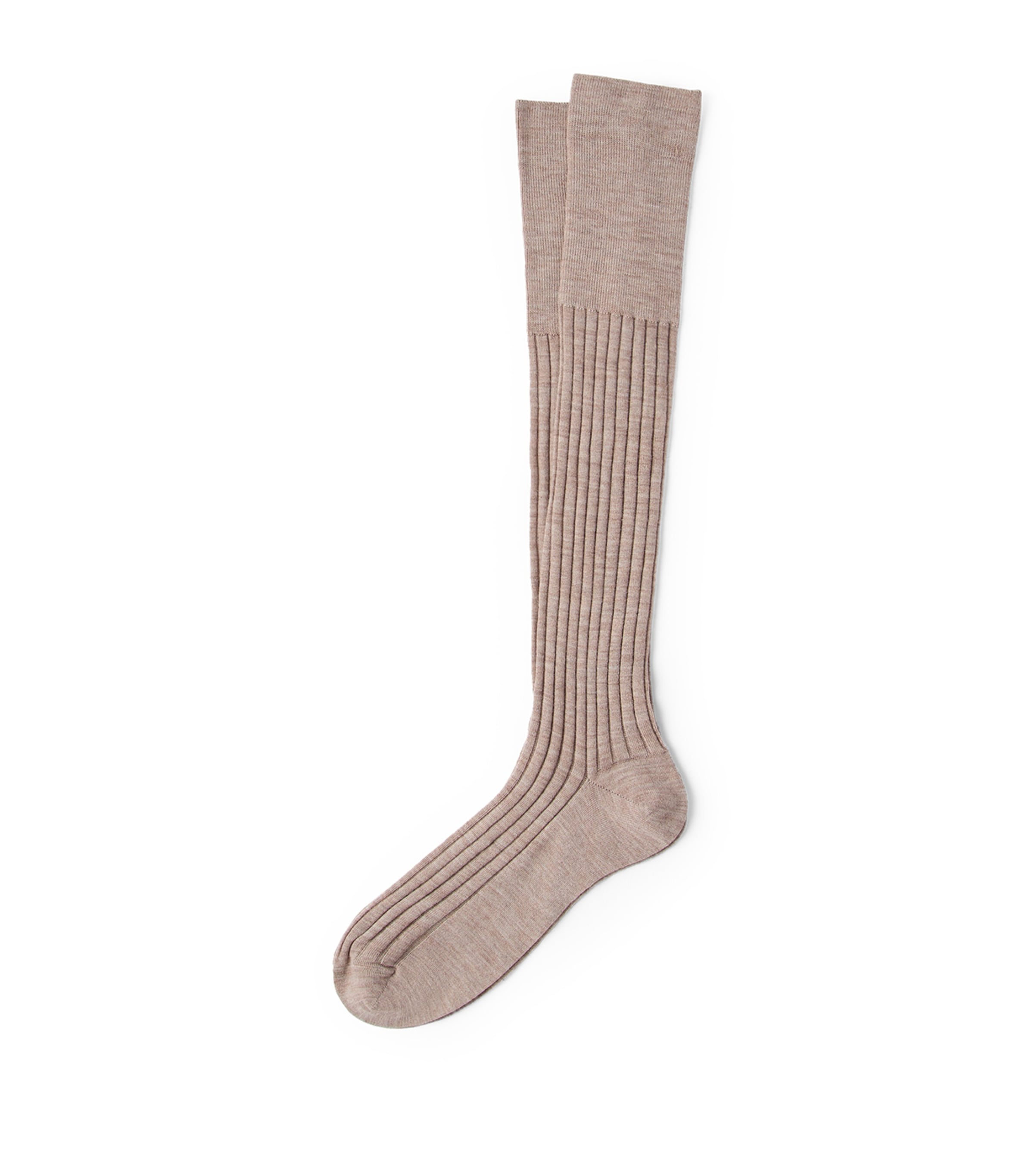 Brunello Cucinelli Virgin Wool And Cashmere Rib-knit Socks In Brown