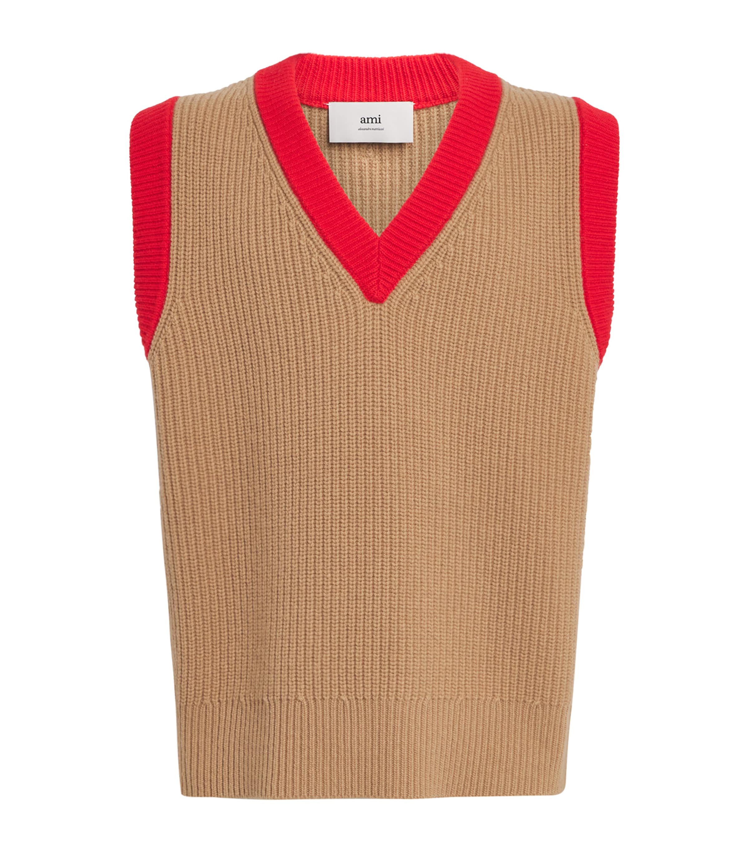 Wool Ami de Coeur Sweater Vest 2801 - CAMEL Image 1