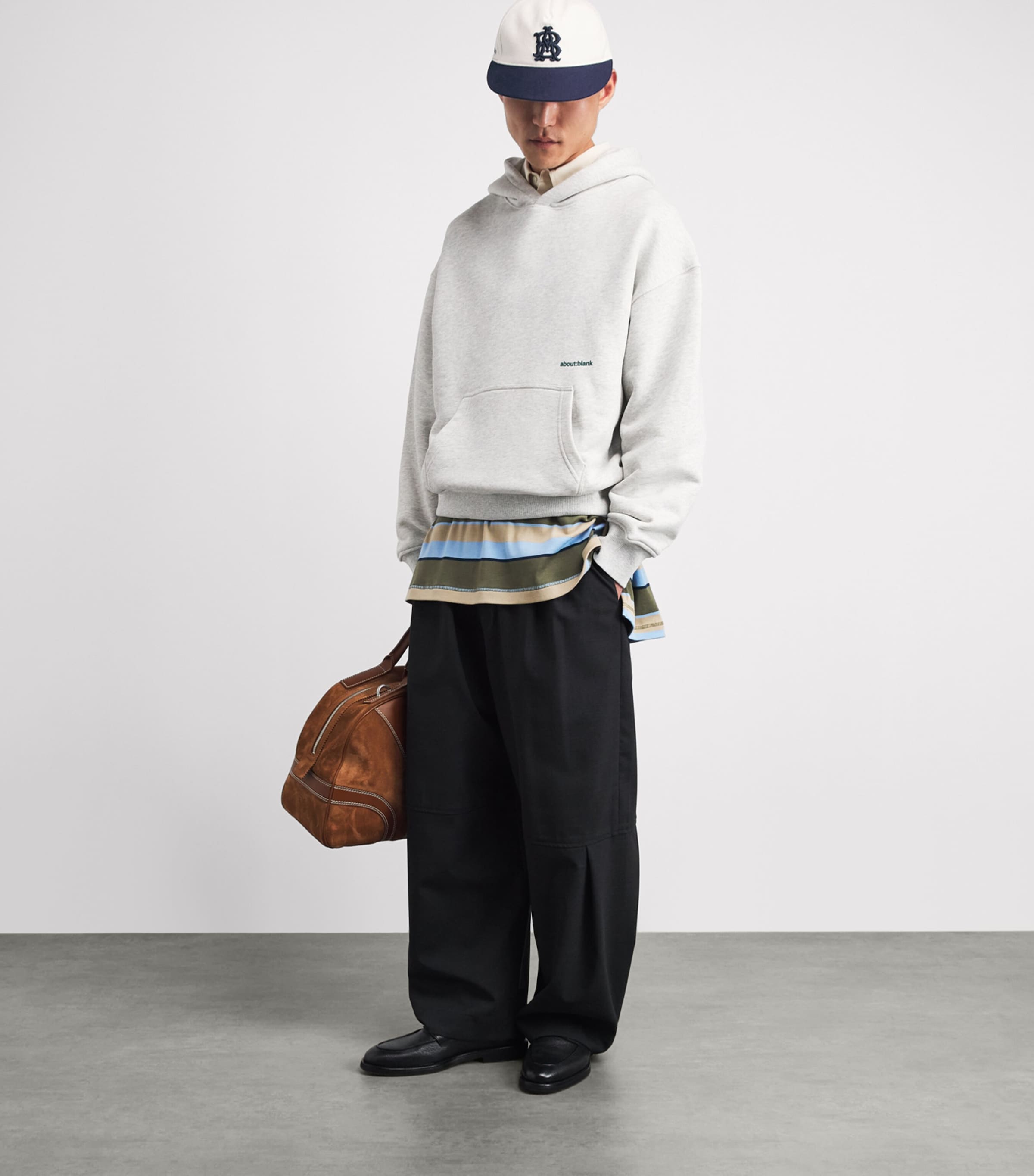 about:blank Wool-Blend Contrast Monogram Cap Ecru/navy Image 2