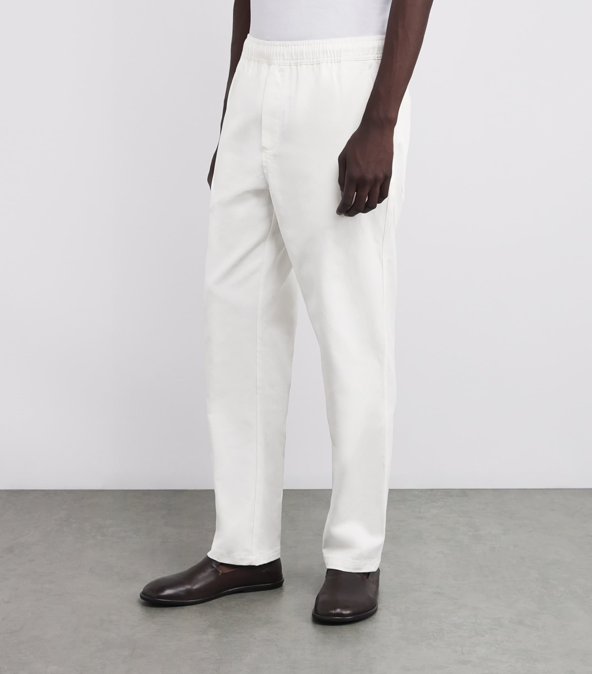 Cotton-Blend Jabari Straight Trousers CLEAR CREAM Image 3