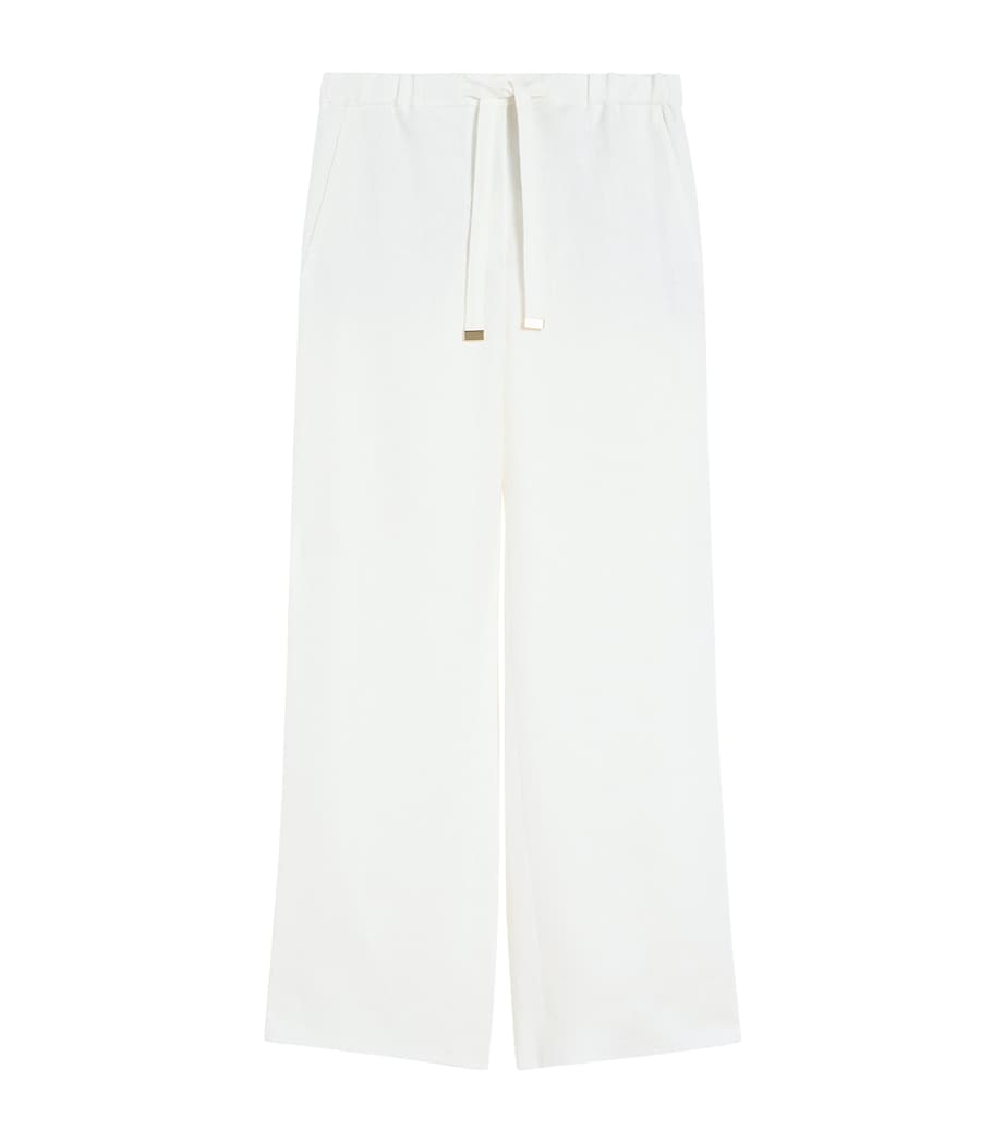 Max Mara Womens Linen Drawstring Trousers White Image 1