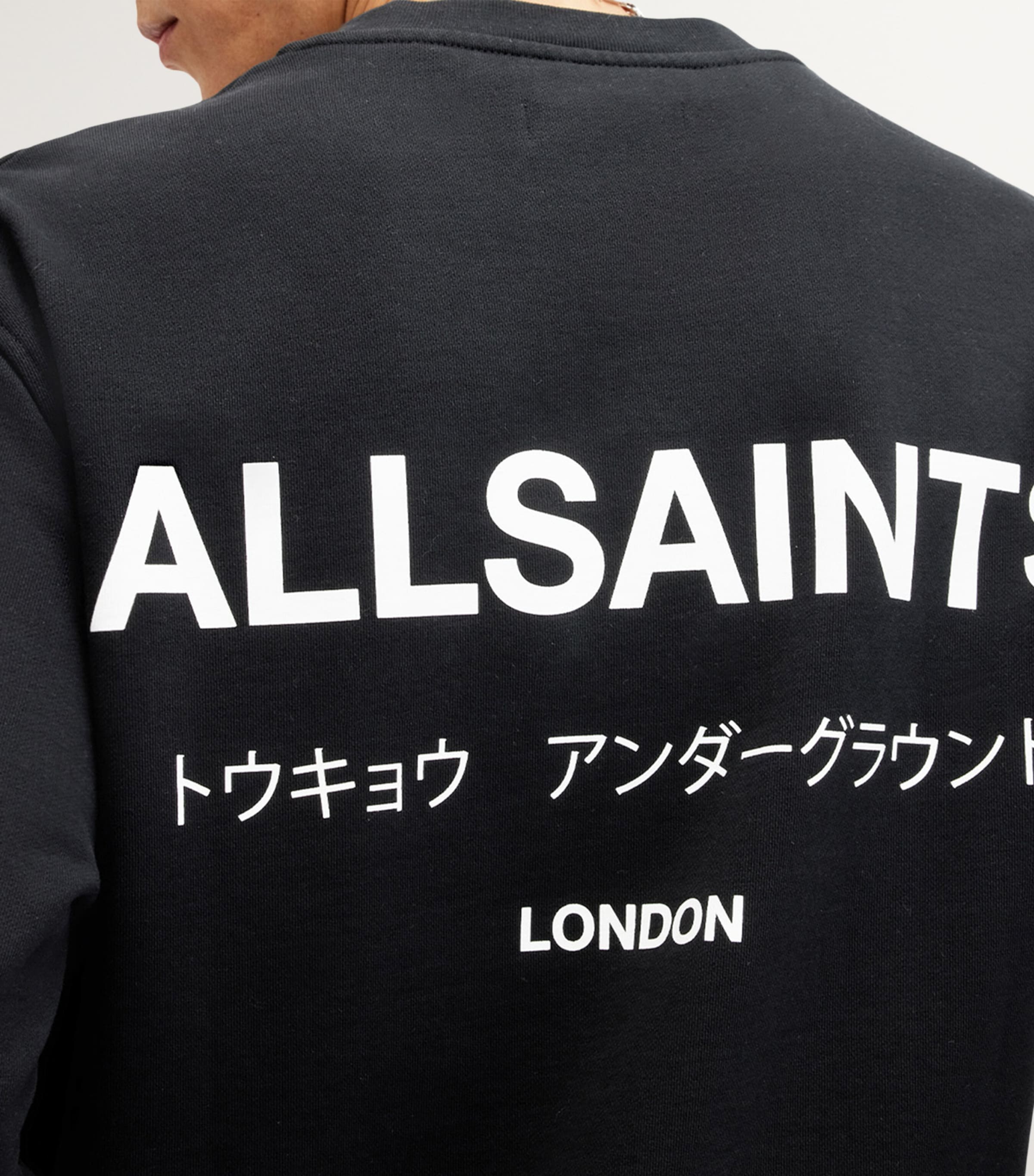 Sweat Homme AllSaints London Noir Col Rond - Taille XL - Fabriqué Au Portugal