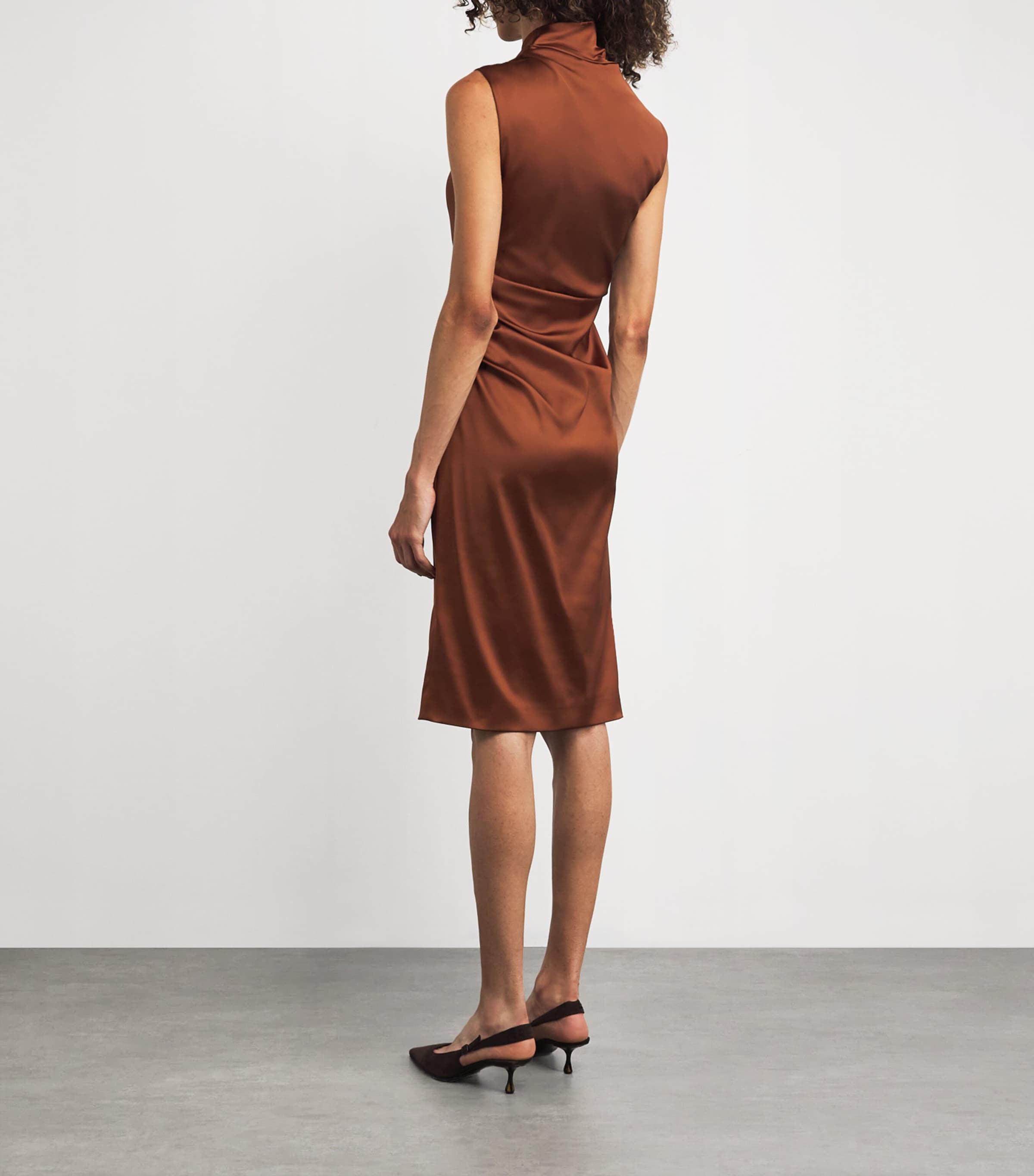 Satin Ruched Dress BROWN BRONZE Image 3