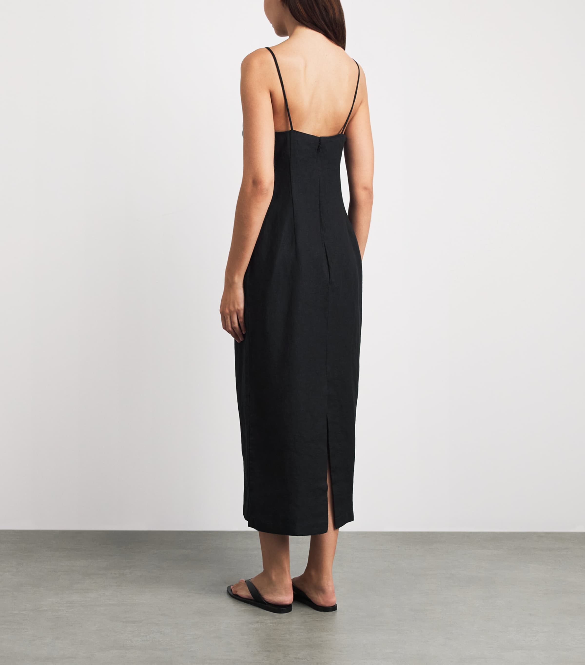 Polo Ralph Lauren Womens Linen Column Midi Slip Dress Polo Black Image 4